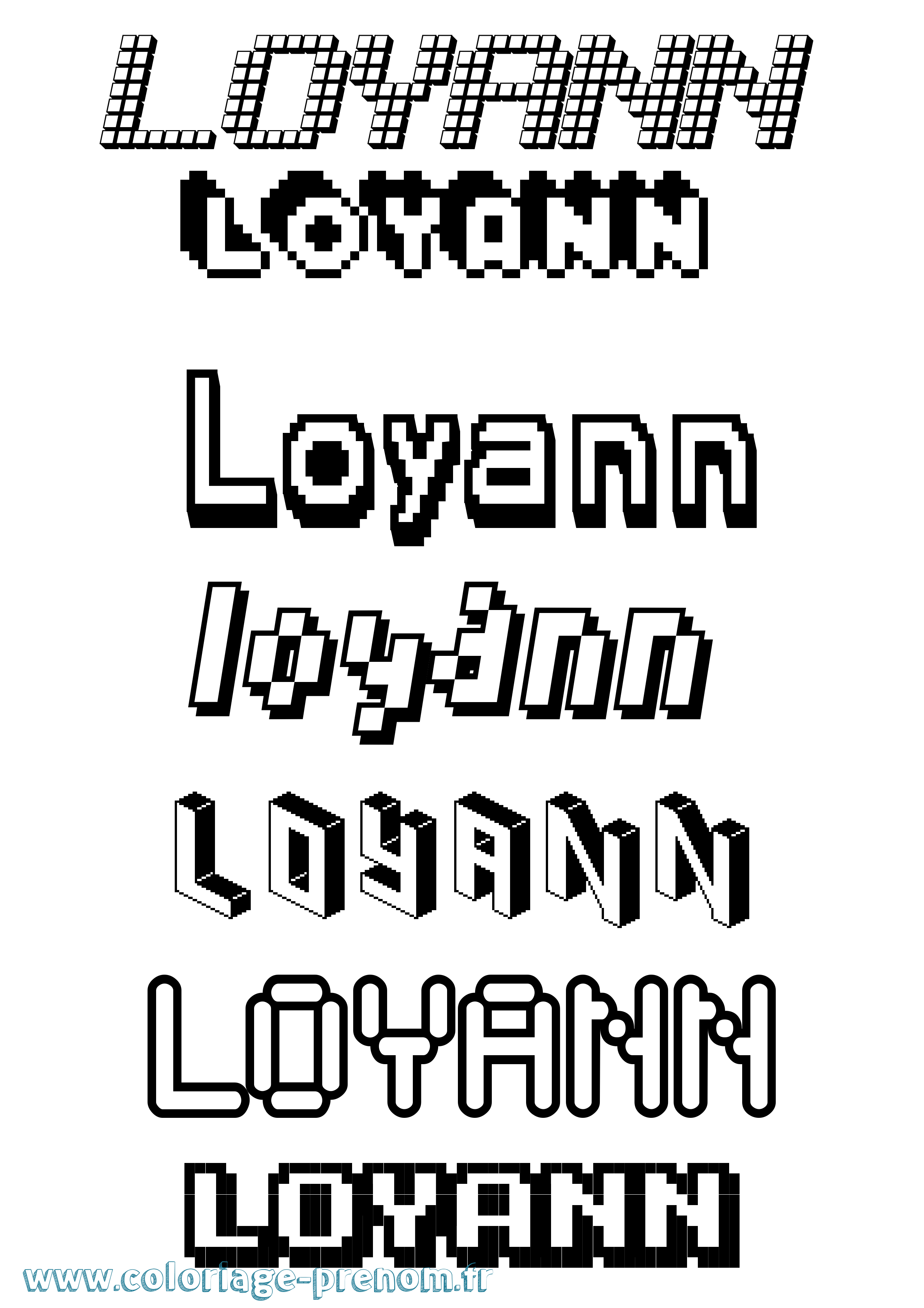 Coloriage Loyann Pixel Coloriage prénom Loyann Pixel