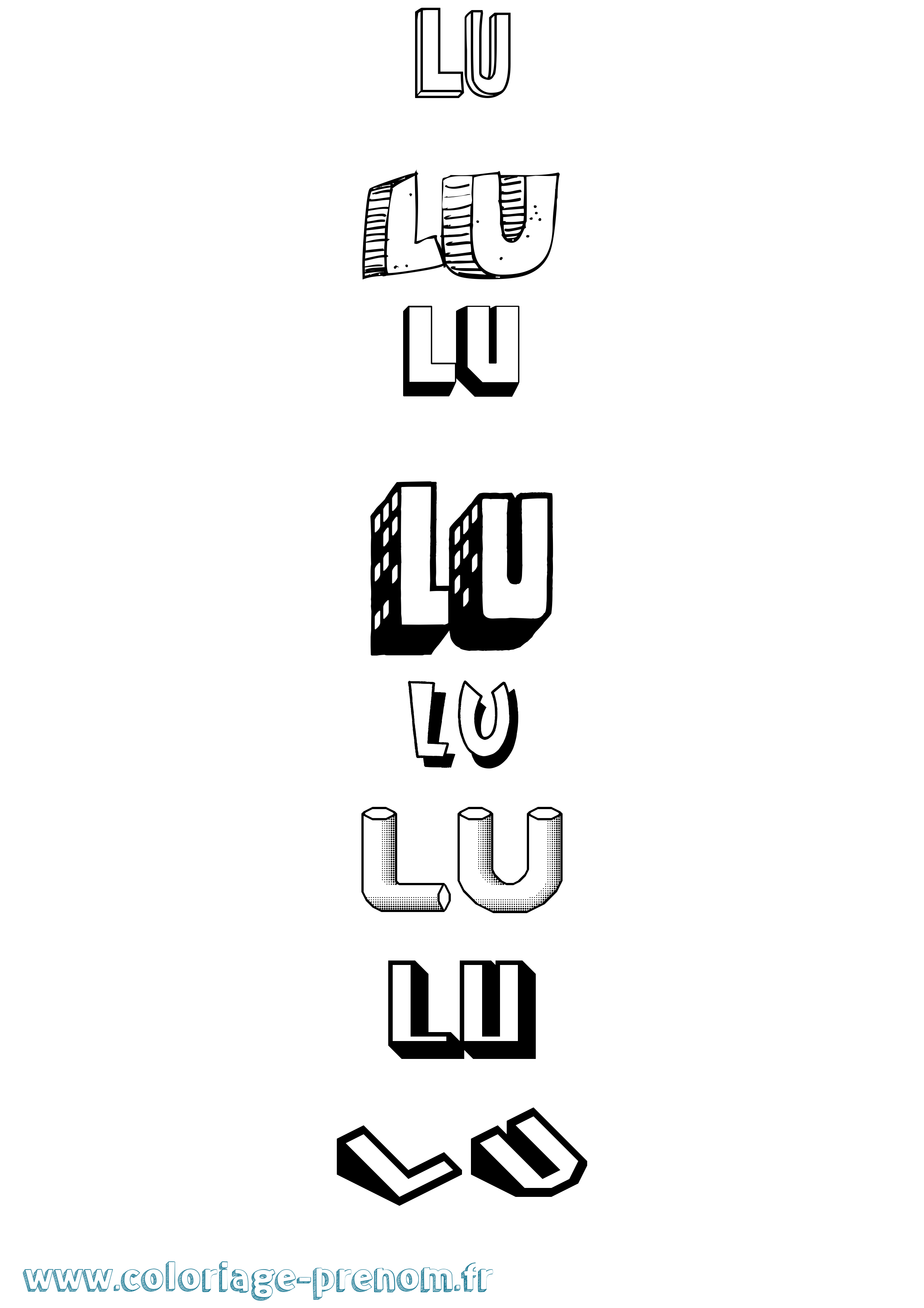 Coloriage Lu Effet 3D Coloriage prénom Lu Effet 3D