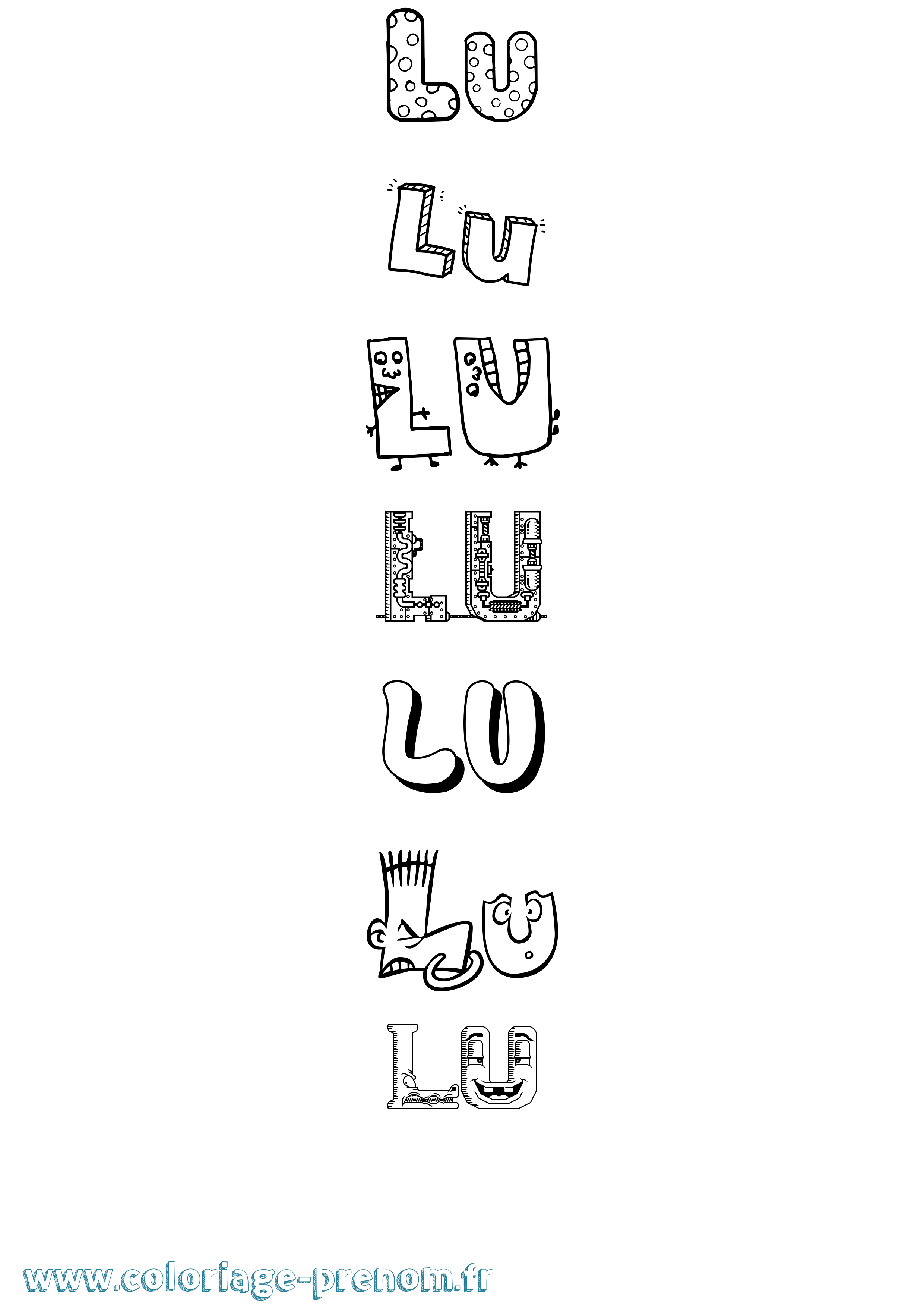 Coloriage Lu Fun Coloriage prénom Lu Fun