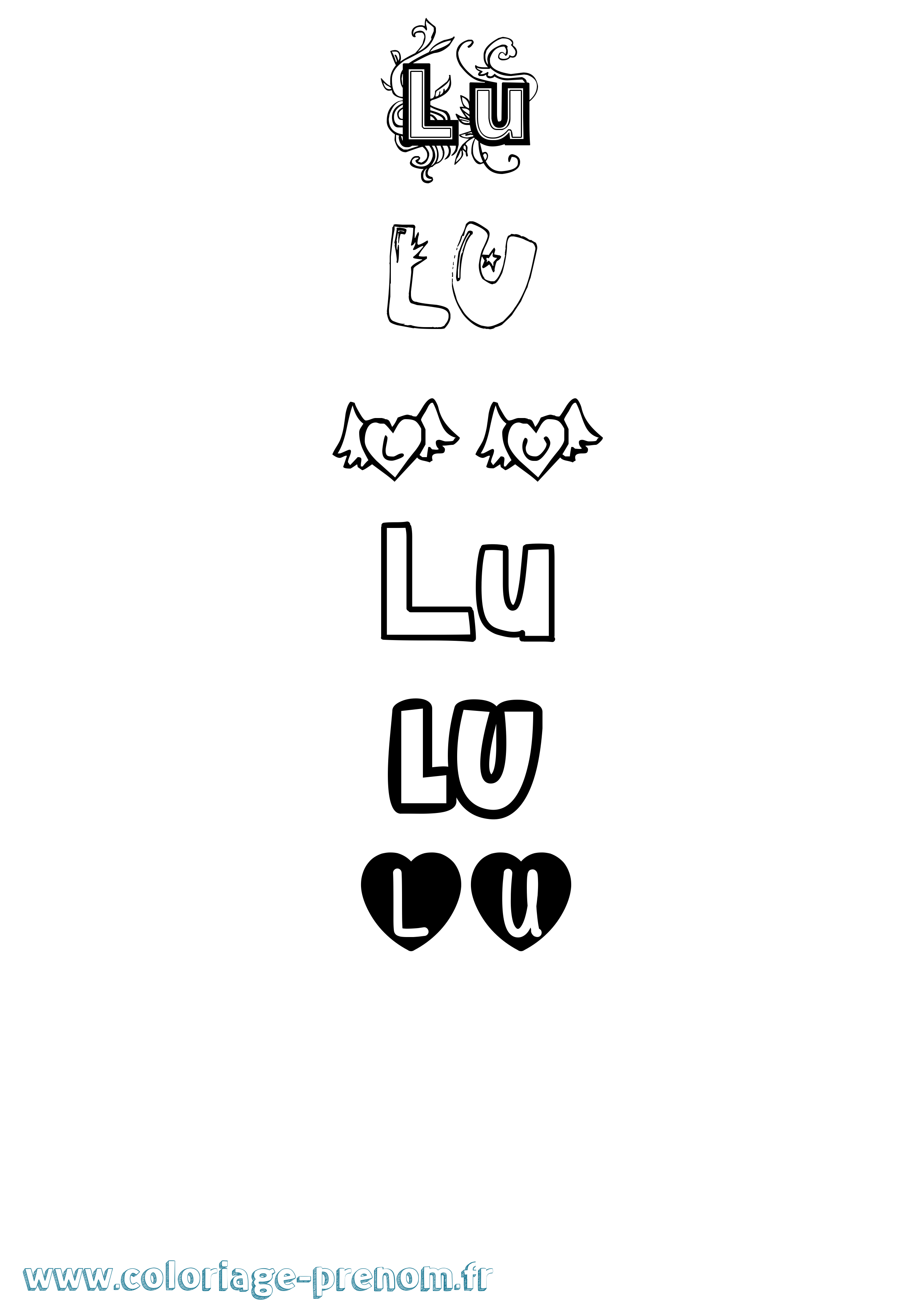 Coloriage Lu Girly Coloriage prénom Lu Girly