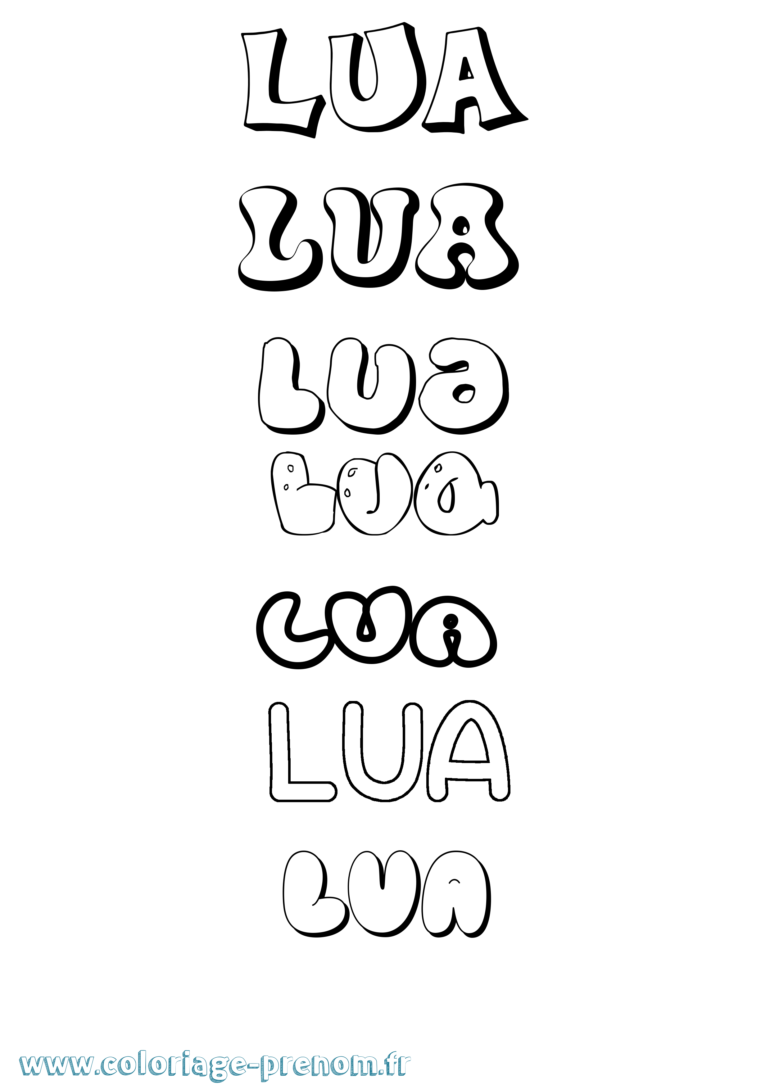 Coloriage Lua Bubble Coloriage prénom Lua Bubble