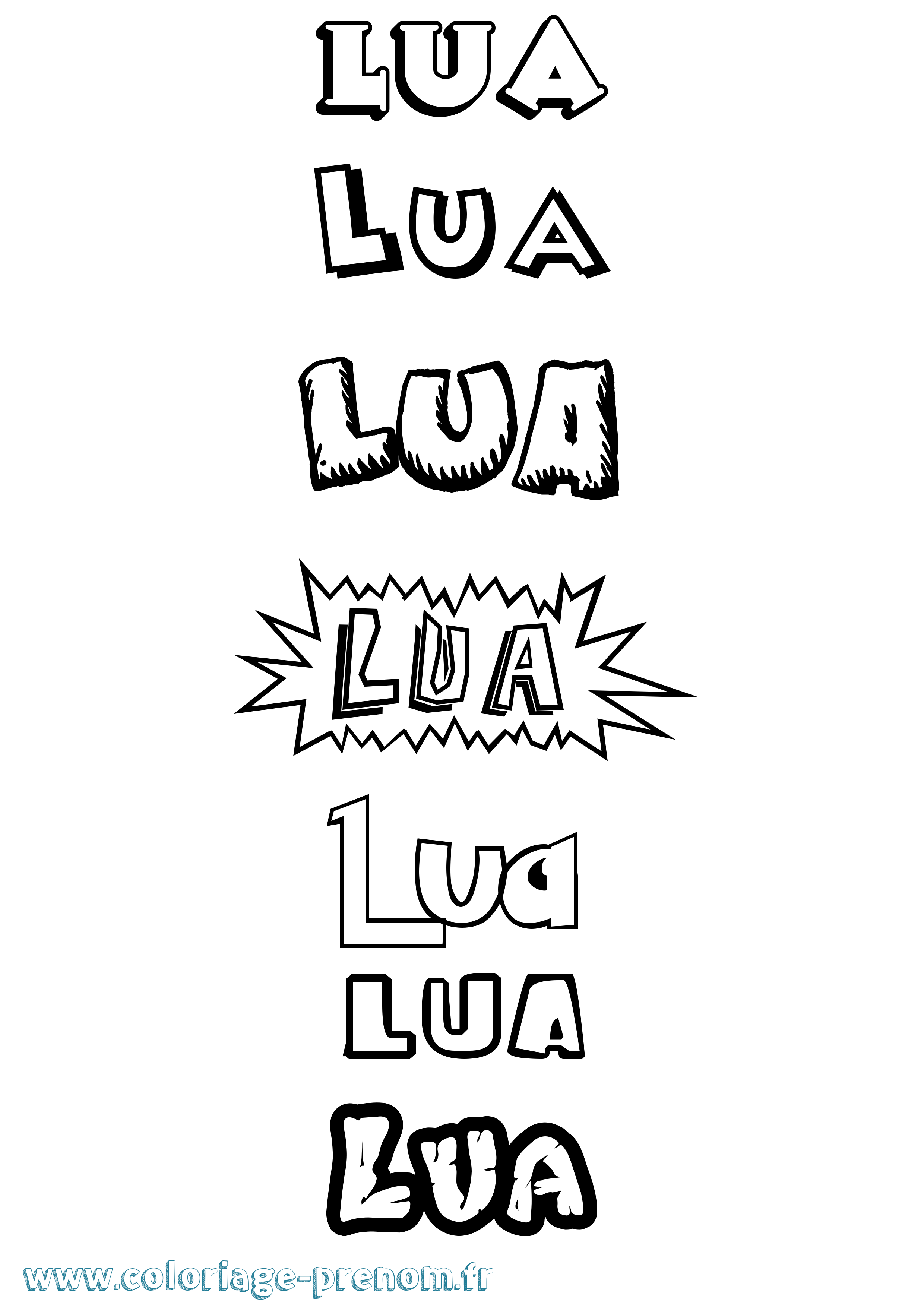 Coloriage Lua Dessin Animé Coloriage prénom Lua Dessin Animé