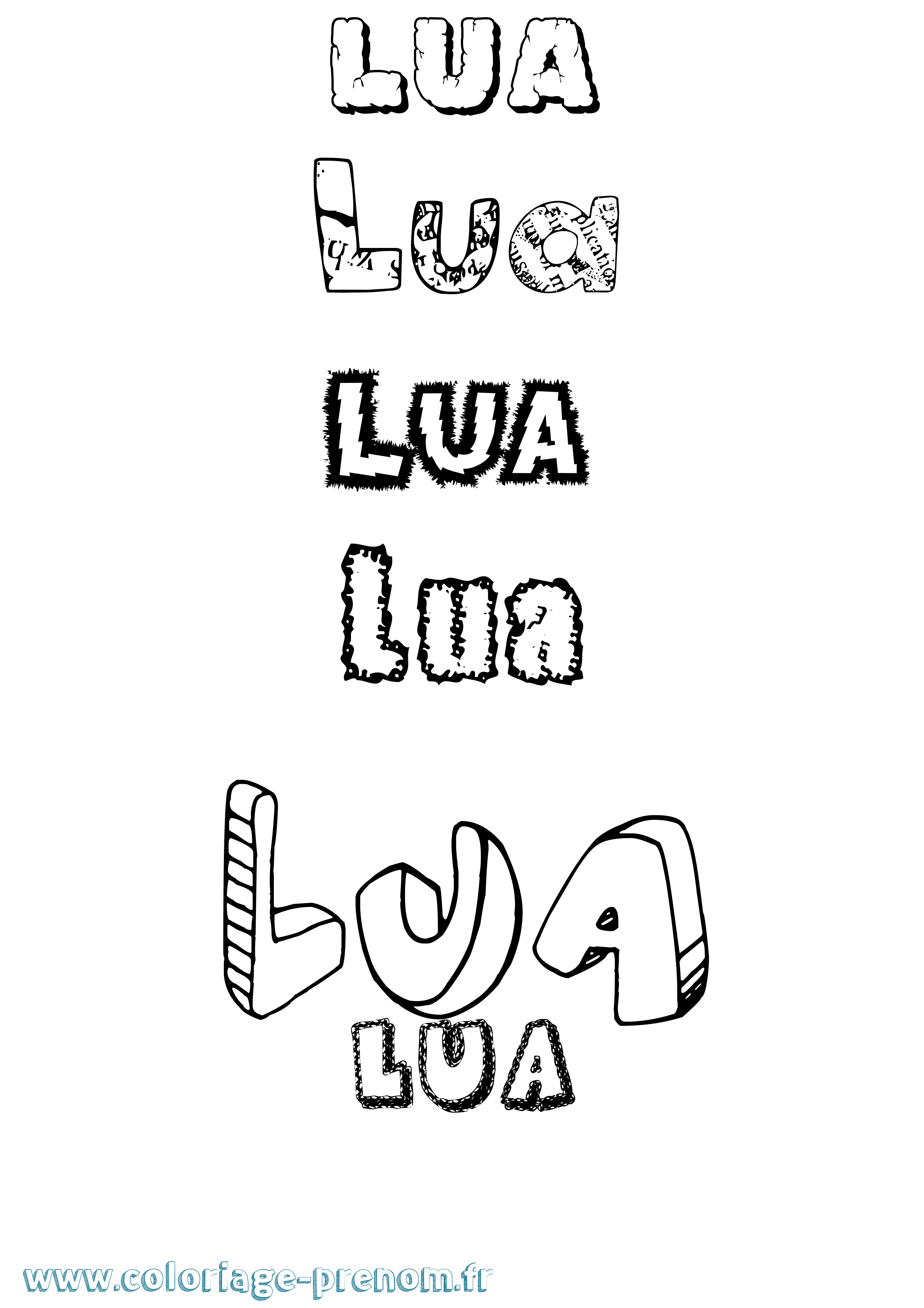 Coloriage Lua Destructuré Coloriage prénom Lua Destructuré