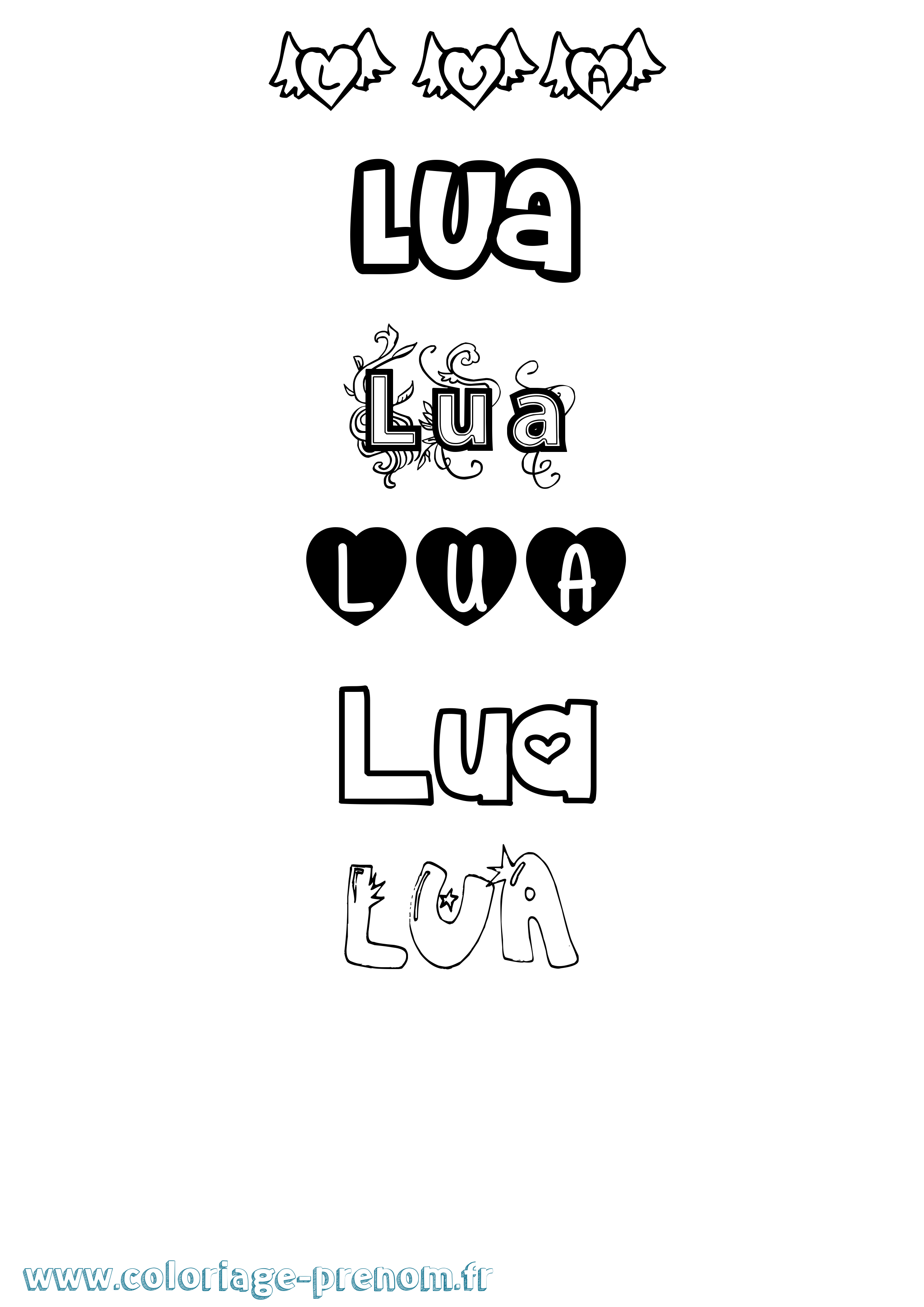 Coloriage Lua Girly Coloriage prénom Lua Girly