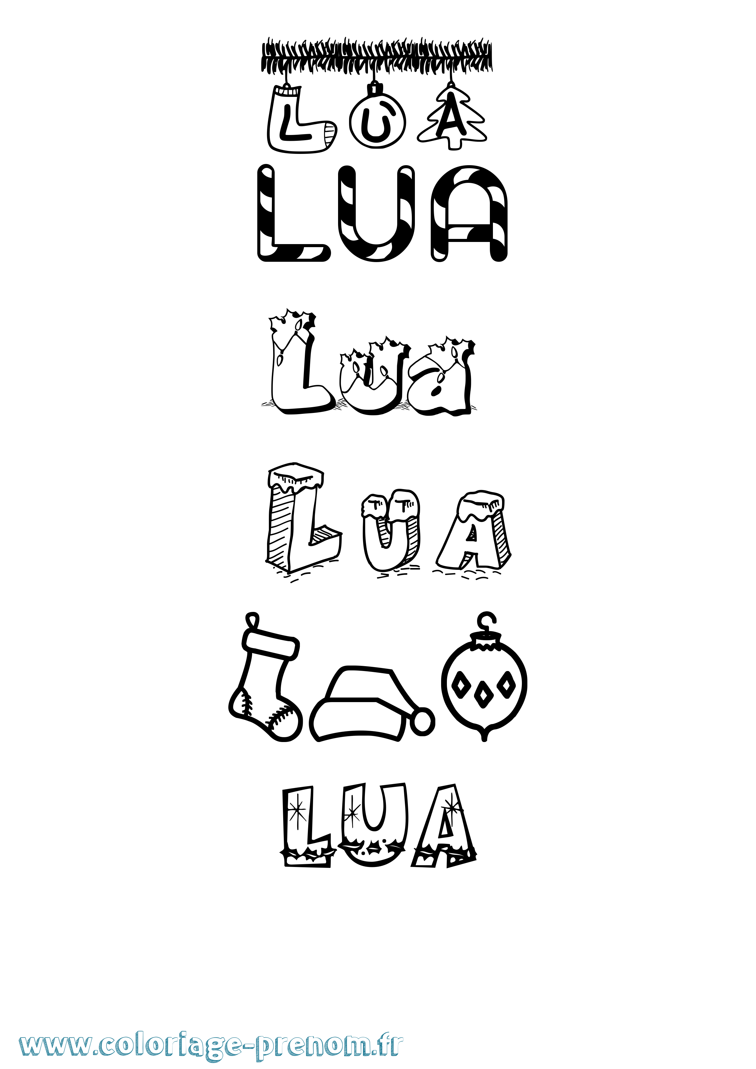 Coloriage Lua Noël Coloriage prénom Lua Noël