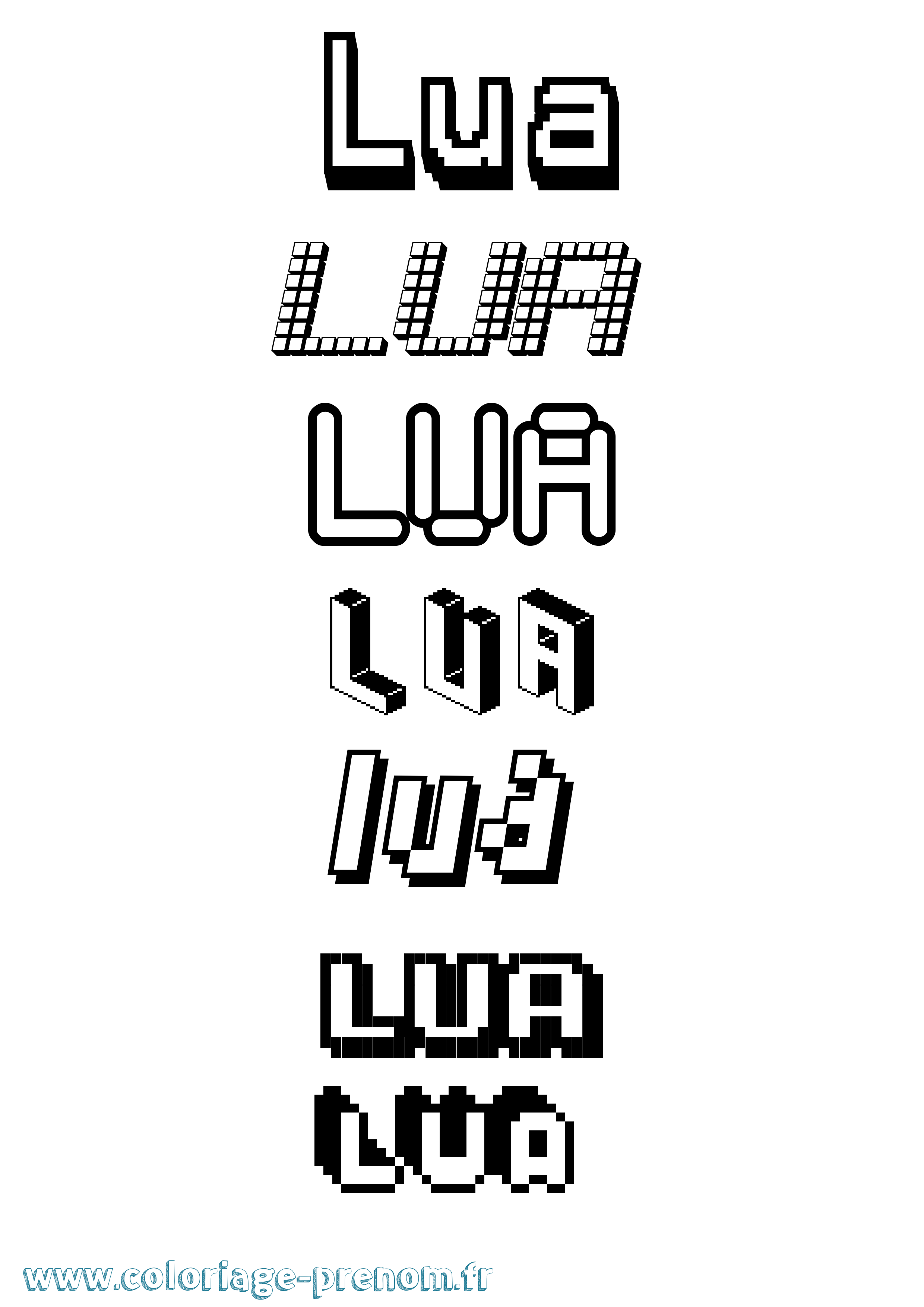 Coloriage Lua Pixel Coloriage prénom Lua Pixel