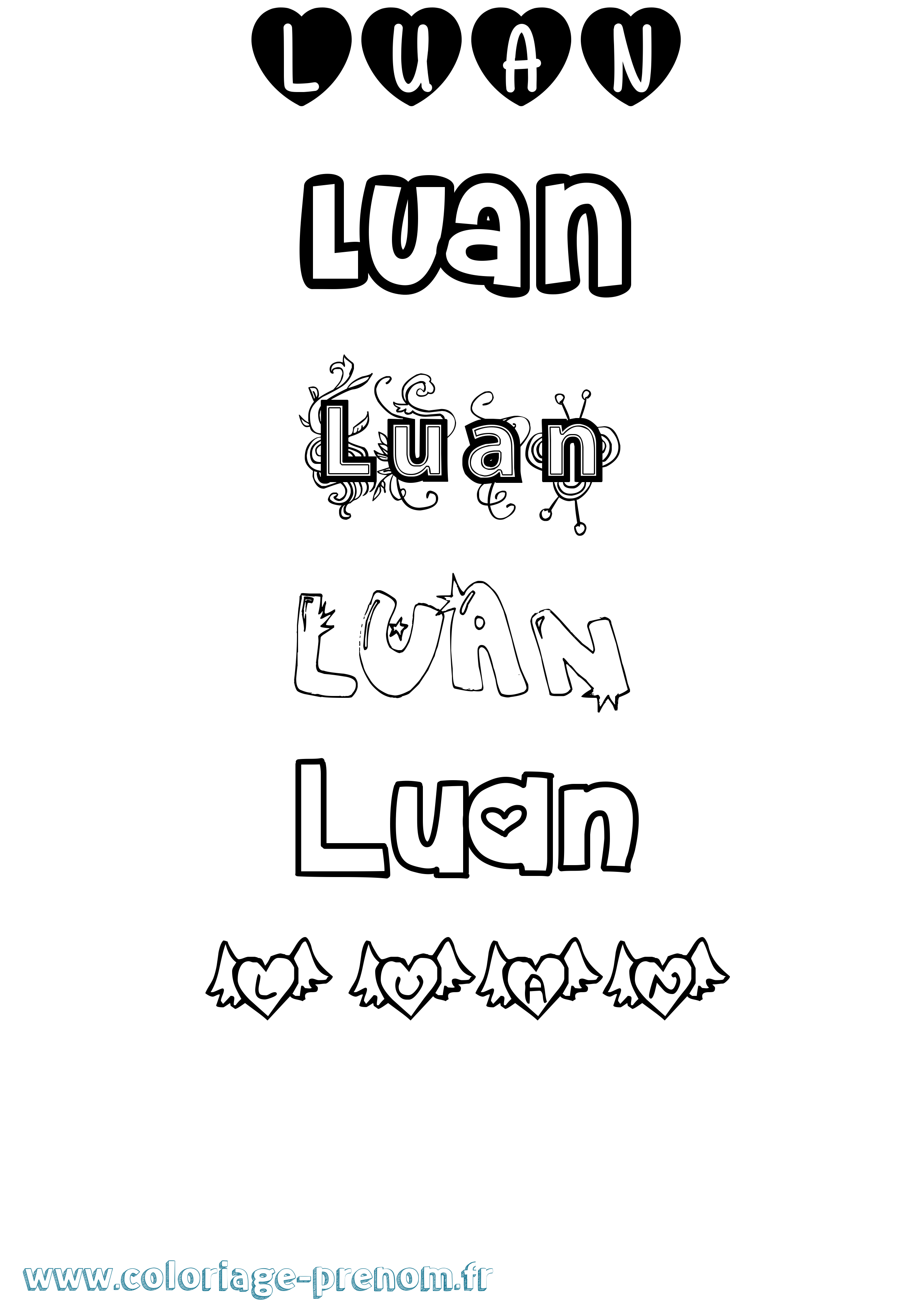 Coloriage Luan Girly Coloriage prénom Luan Girly