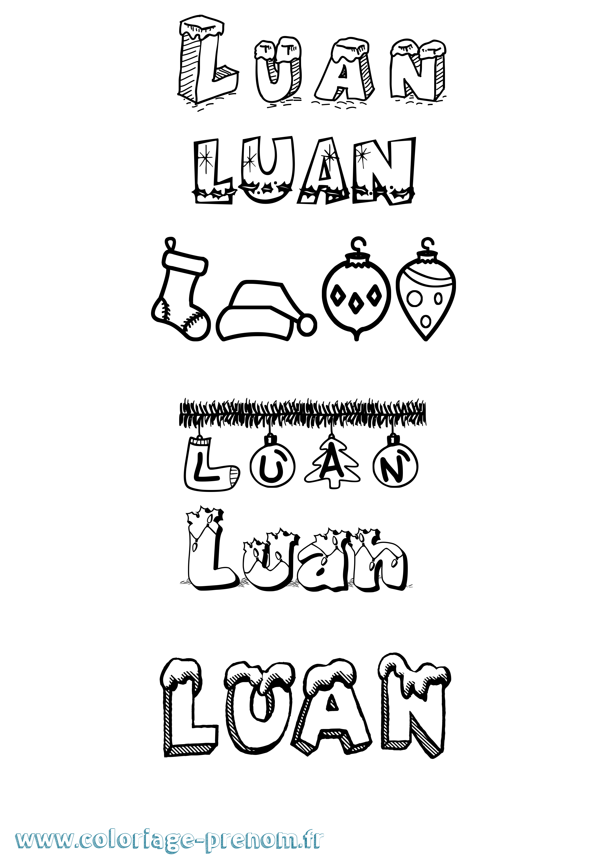 Coloriage Luan Noël Coloriage prénom Luan Noël