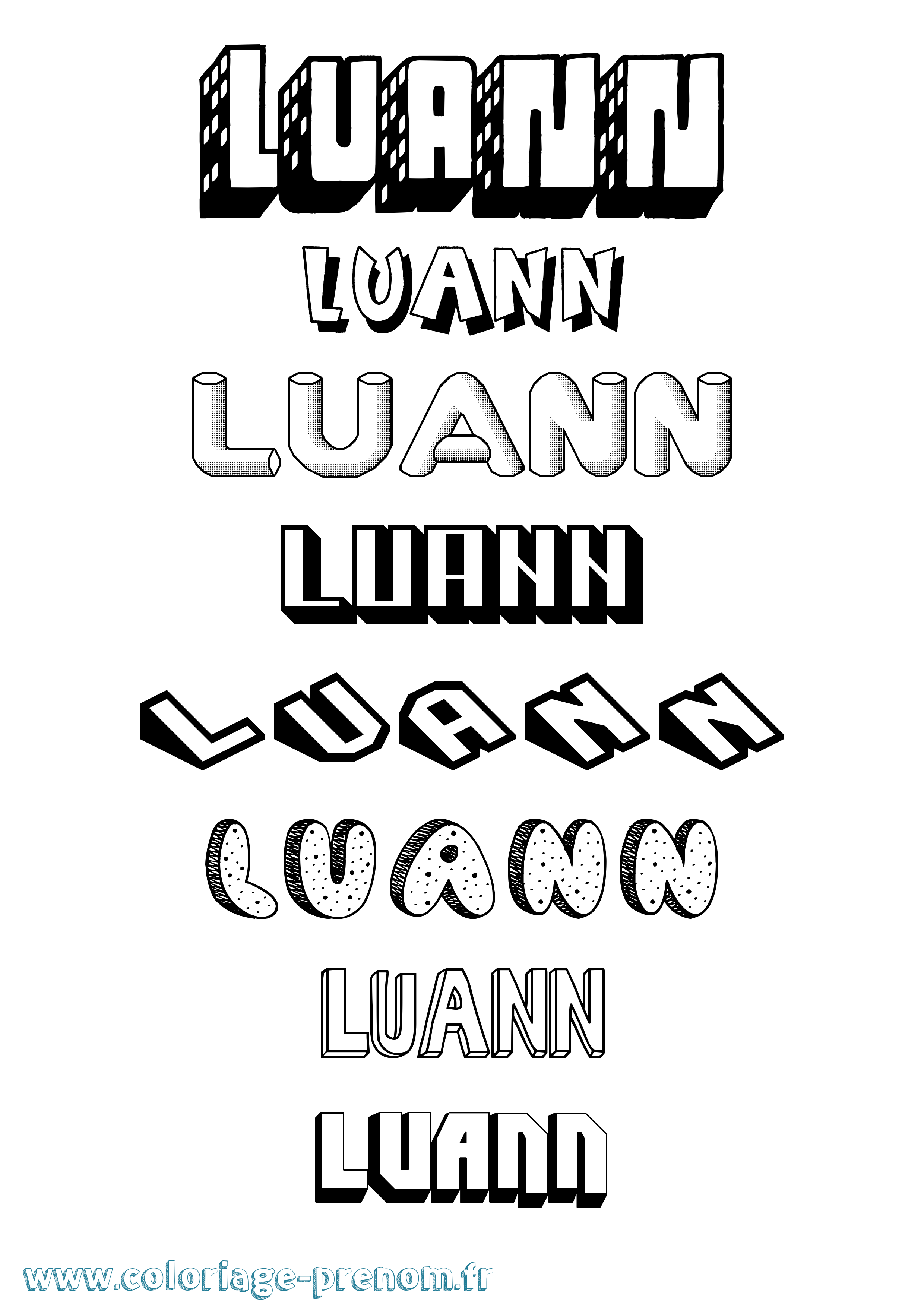 Coloriage Luann Effet 3D Coloriage prénom Luann Effet 3D
