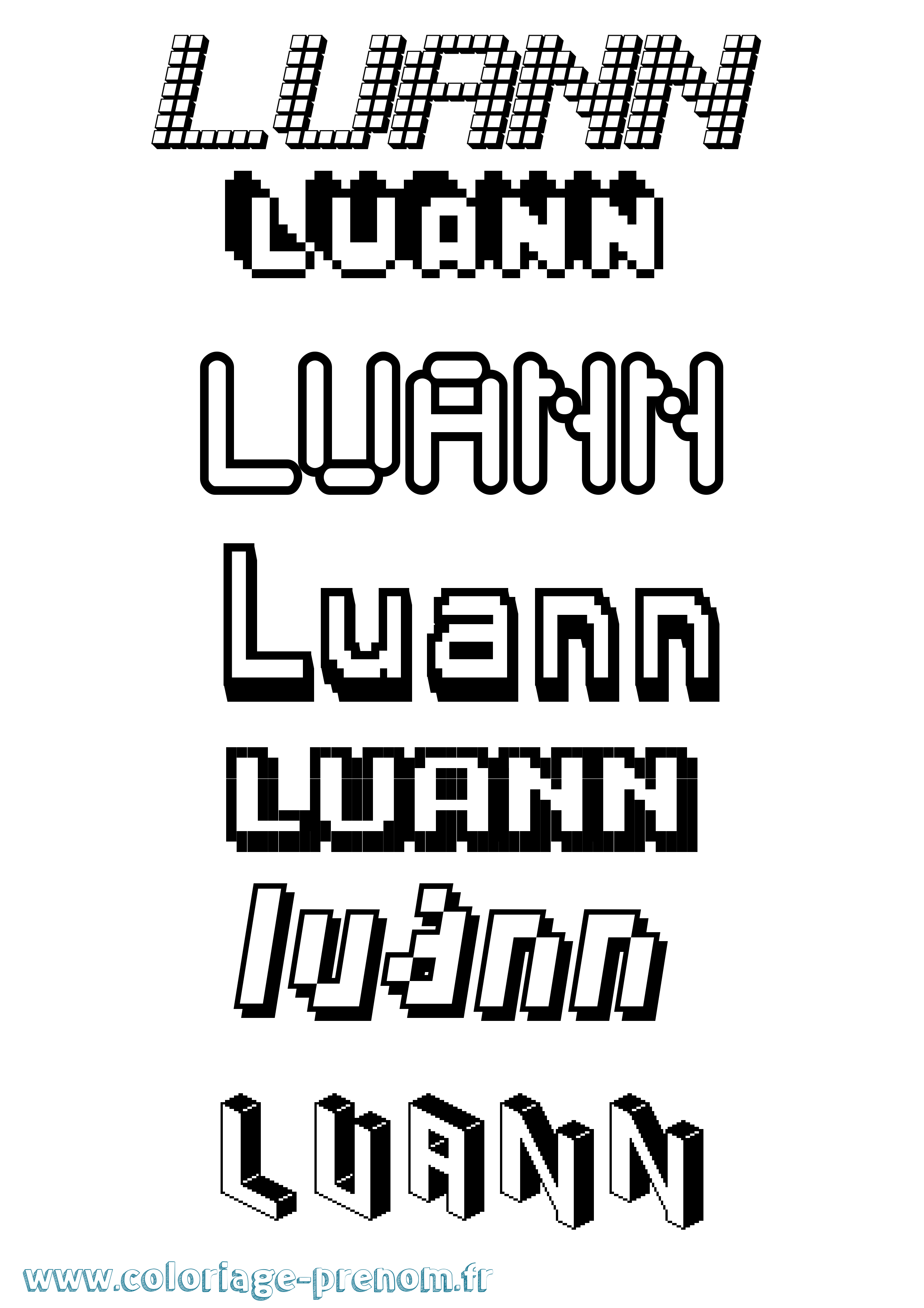 Coloriage Luann Pixel Coloriage prénom Luann Pixel