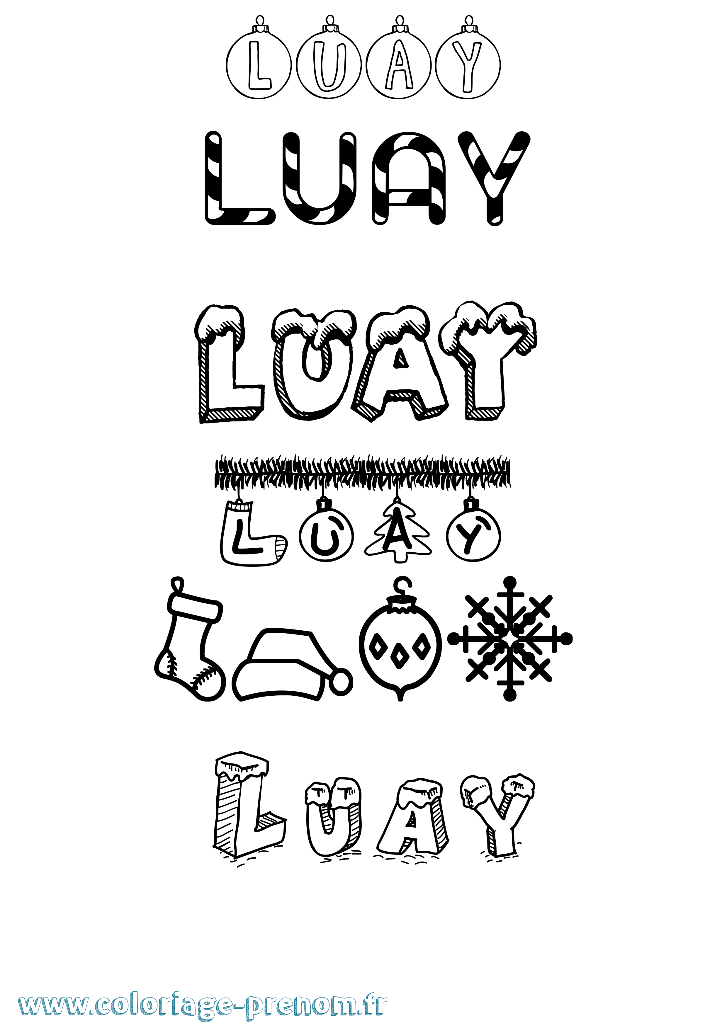 Coloriage Luay Noël Coloriage prénom Luay Noël