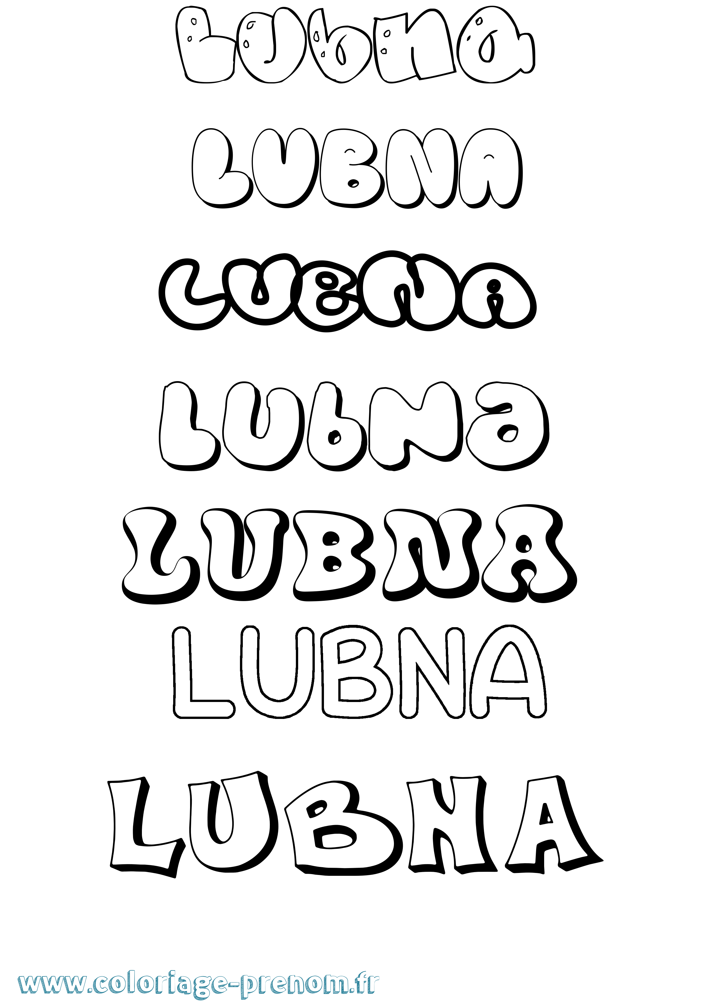 Coloriage Lubna Bubble Coloriage prénom Lubna Bubble