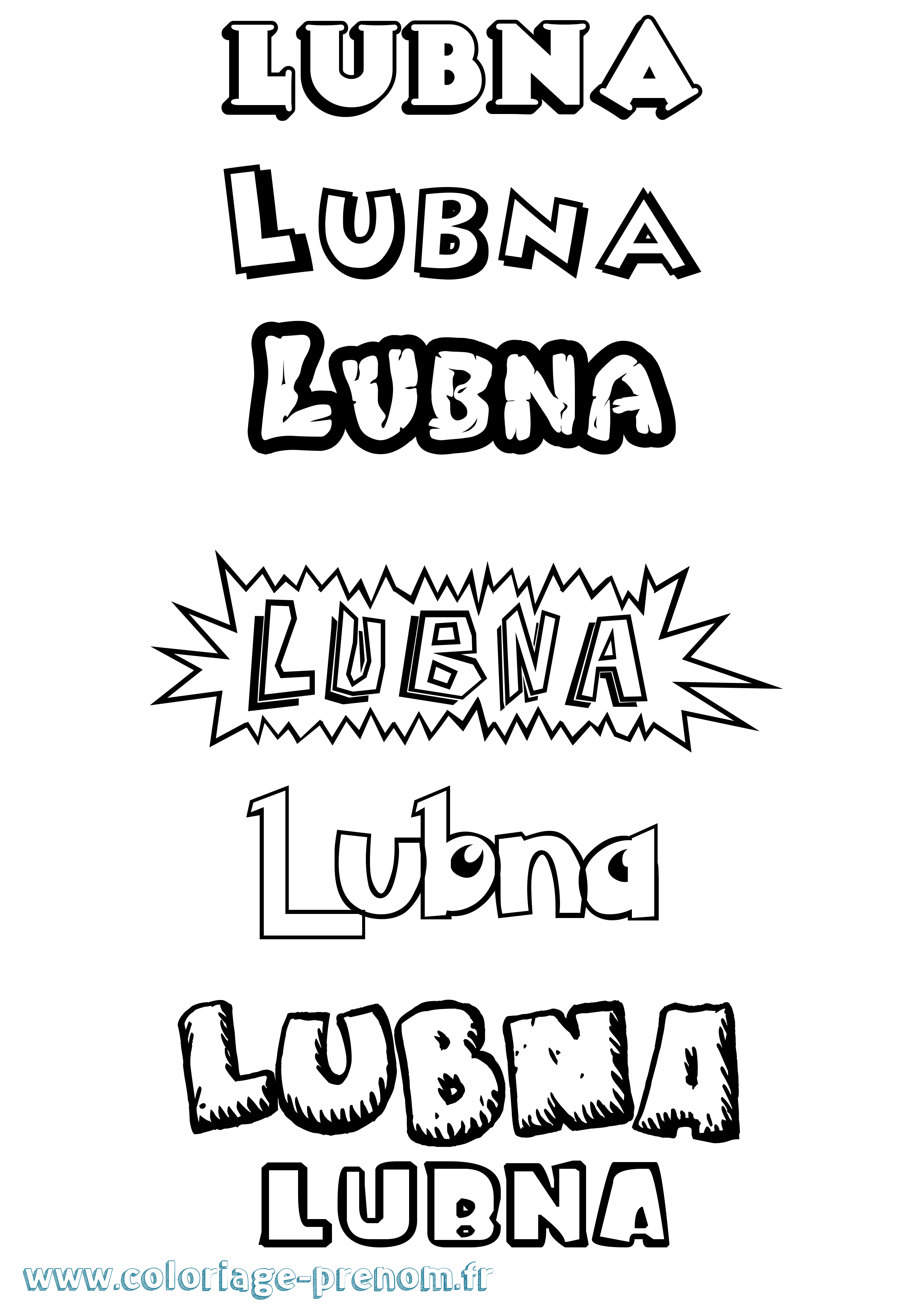 Coloriage Lubna Dessin Animé Coloriage prénom Lubna Dessin Animé