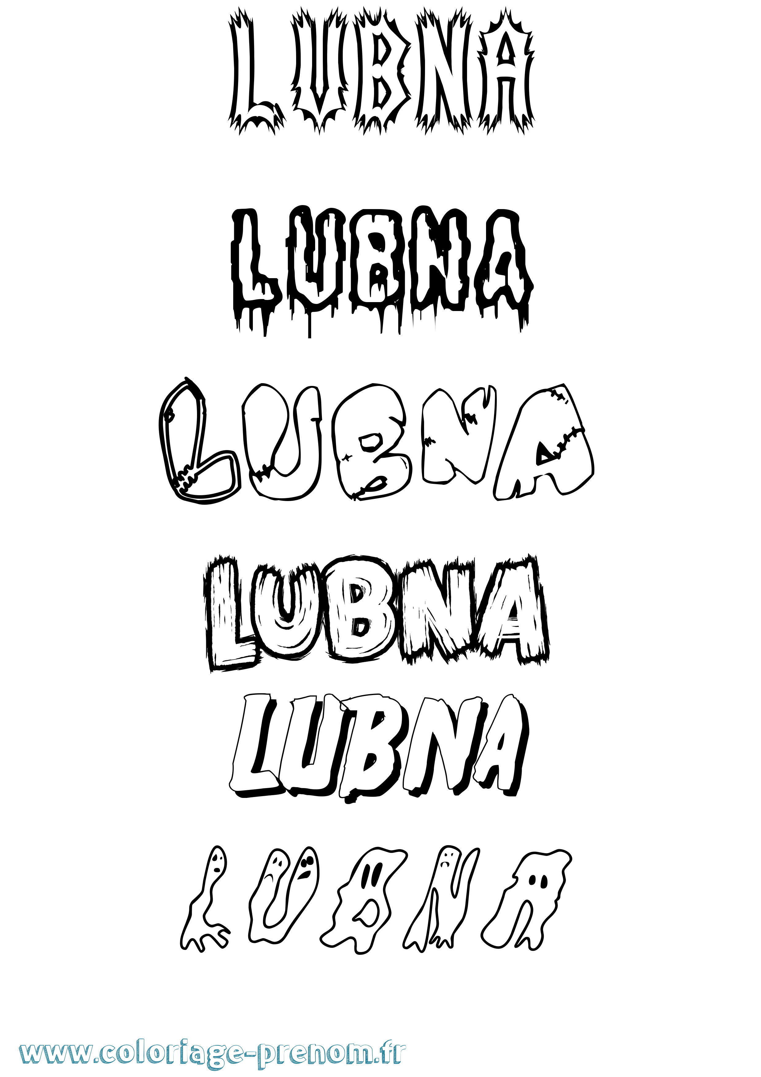 Coloriage Lubna Frisson Coloriage prénom Lubna Frisson