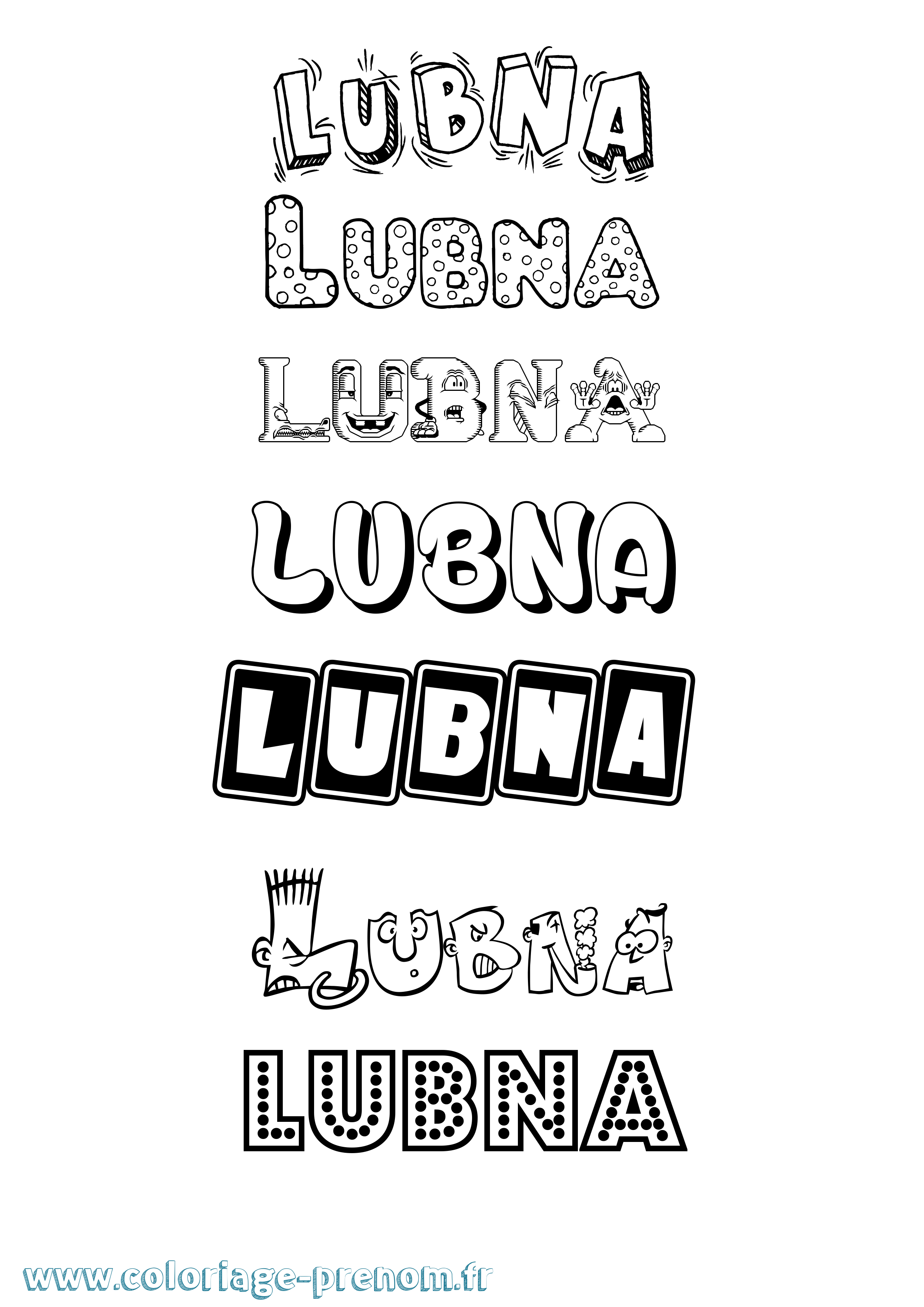 Coloriage Lubna Fun Coloriage prénom Lubna Fun
