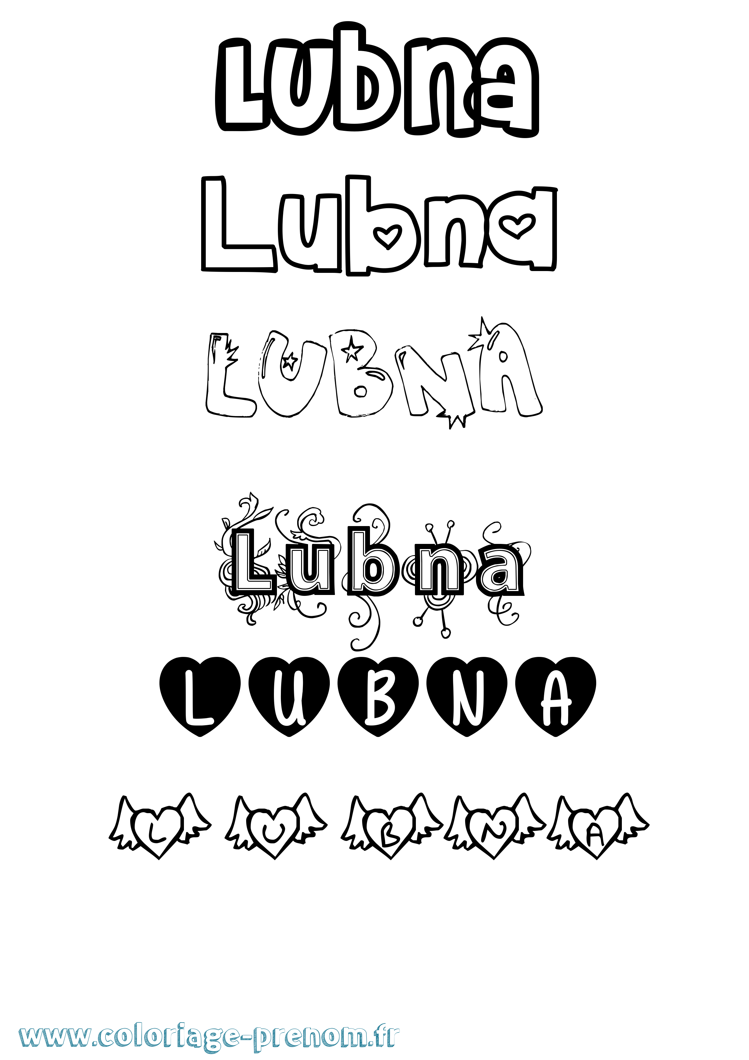 Coloriage Lubna Girly Coloriage prénom Lubna Girly