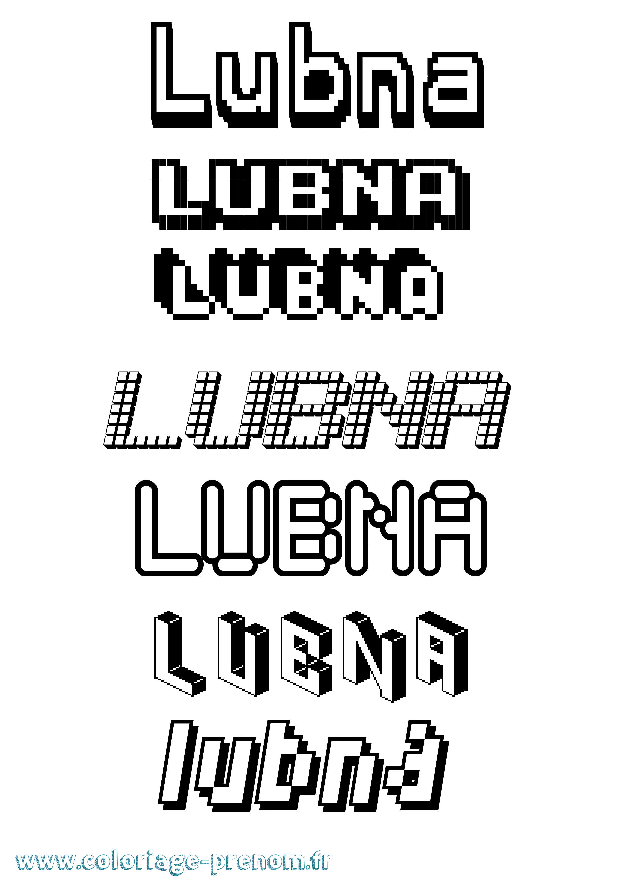 Coloriage Lubna Pixel Coloriage prénom Lubna Pixel