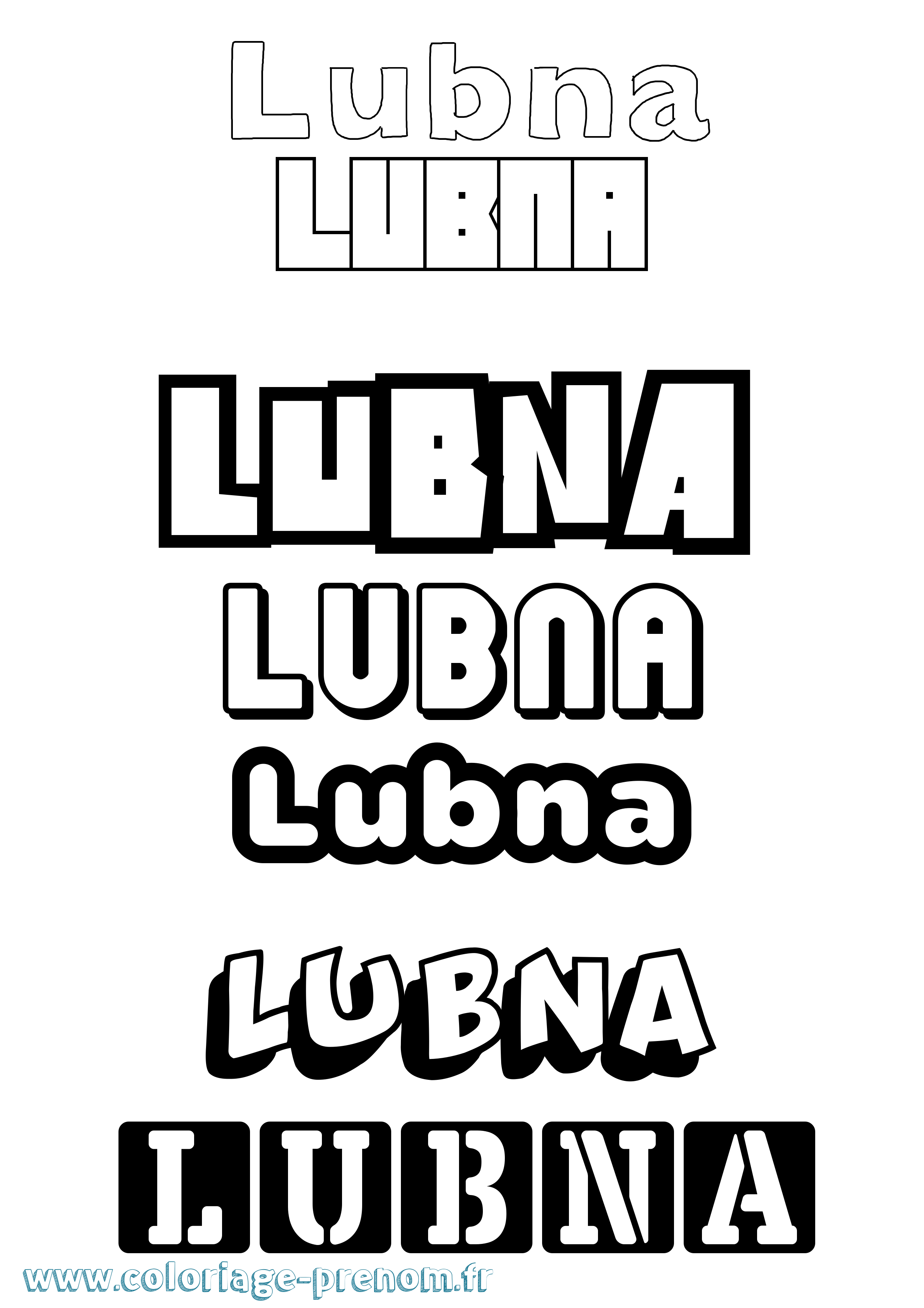 Coloriage Lubna Simple Coloriage prénom Lubna Simple