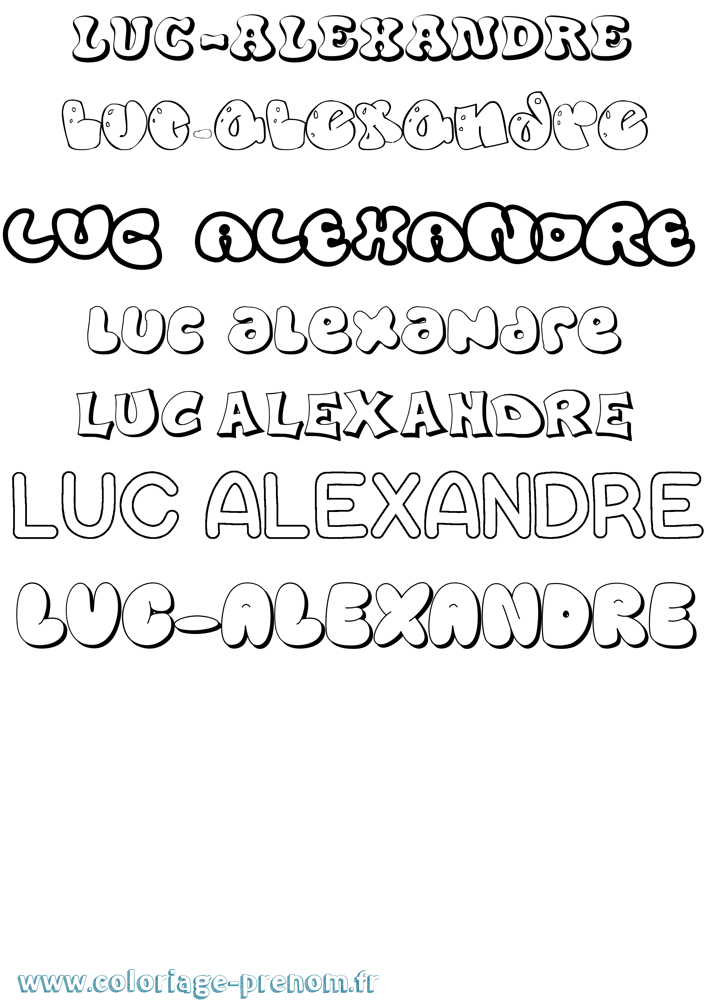Coloriage Luc-Alexandre Bubble Coloriage prénom Luc-Alexandre Bubble
