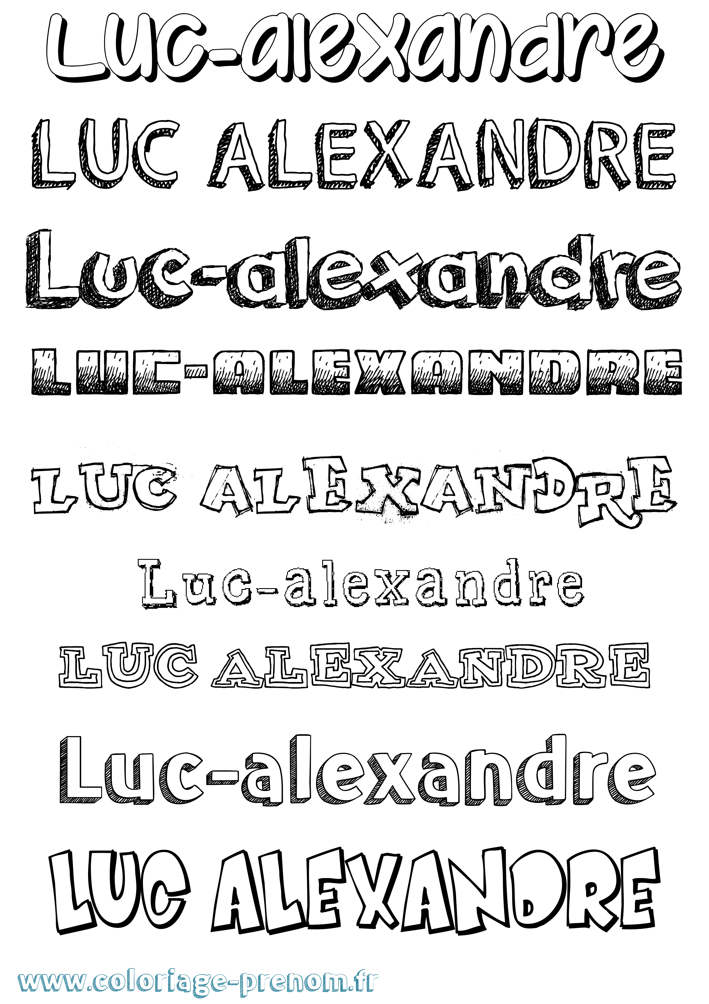 Coloriage Luc-Alexandre Dessiné Coloriage prénom Luc-Alexandre Dessiné
