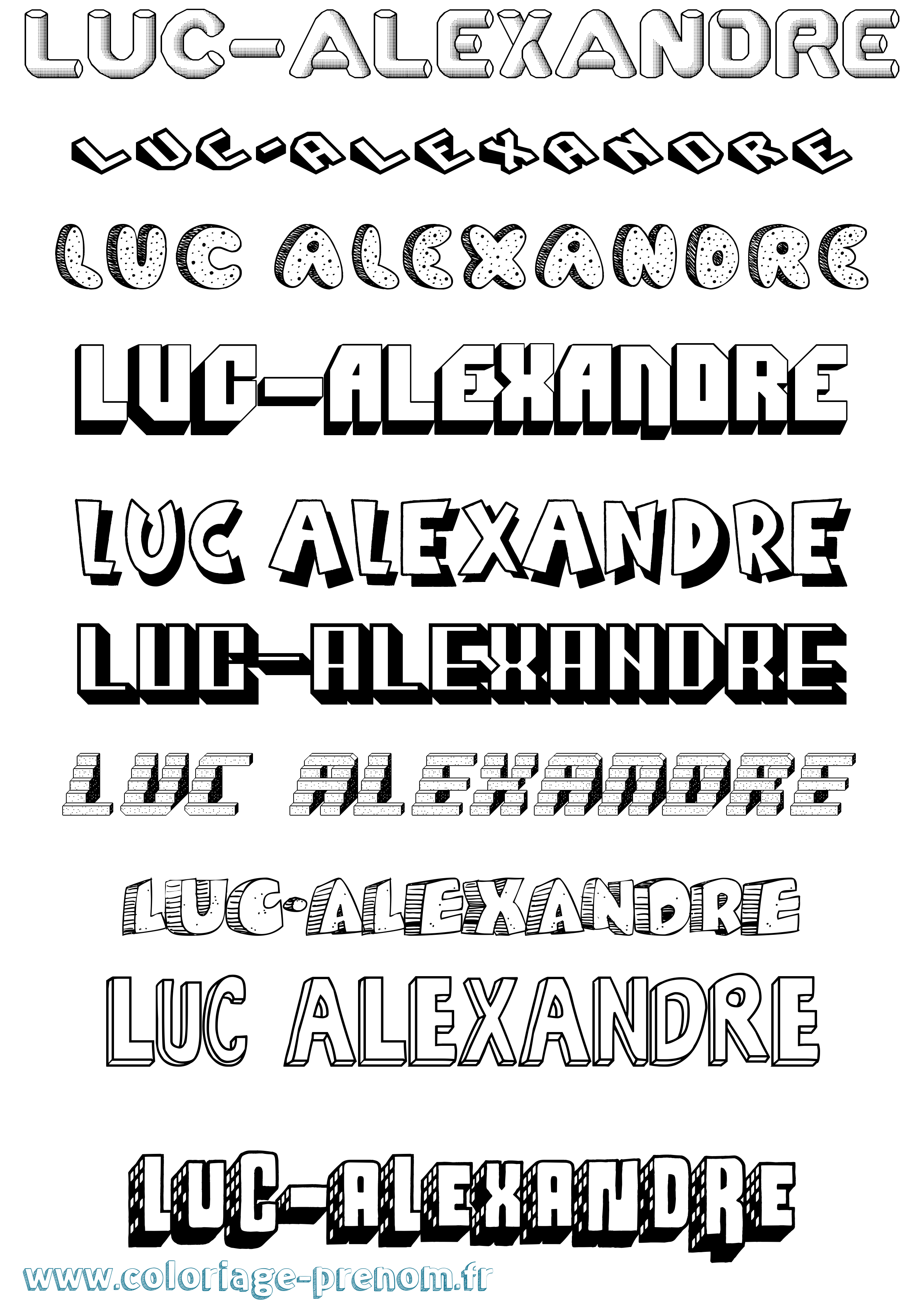 Coloriage Luc-Alexandre Effet 3D Coloriage prénom Luc-Alexandre Effet 3D