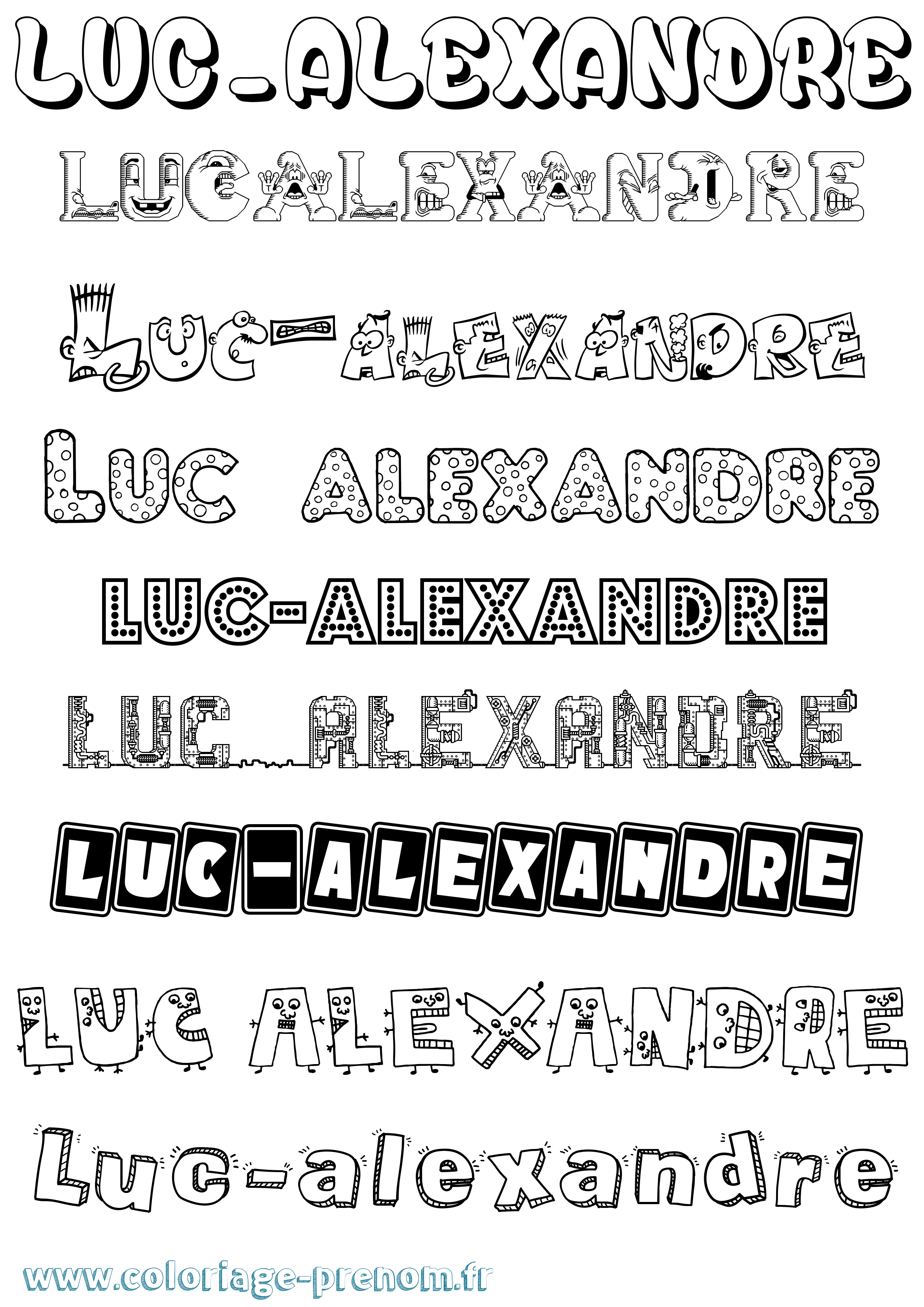 Coloriage Luc-Alexandre Fun Coloriage prénom Luc-Alexandre Fun