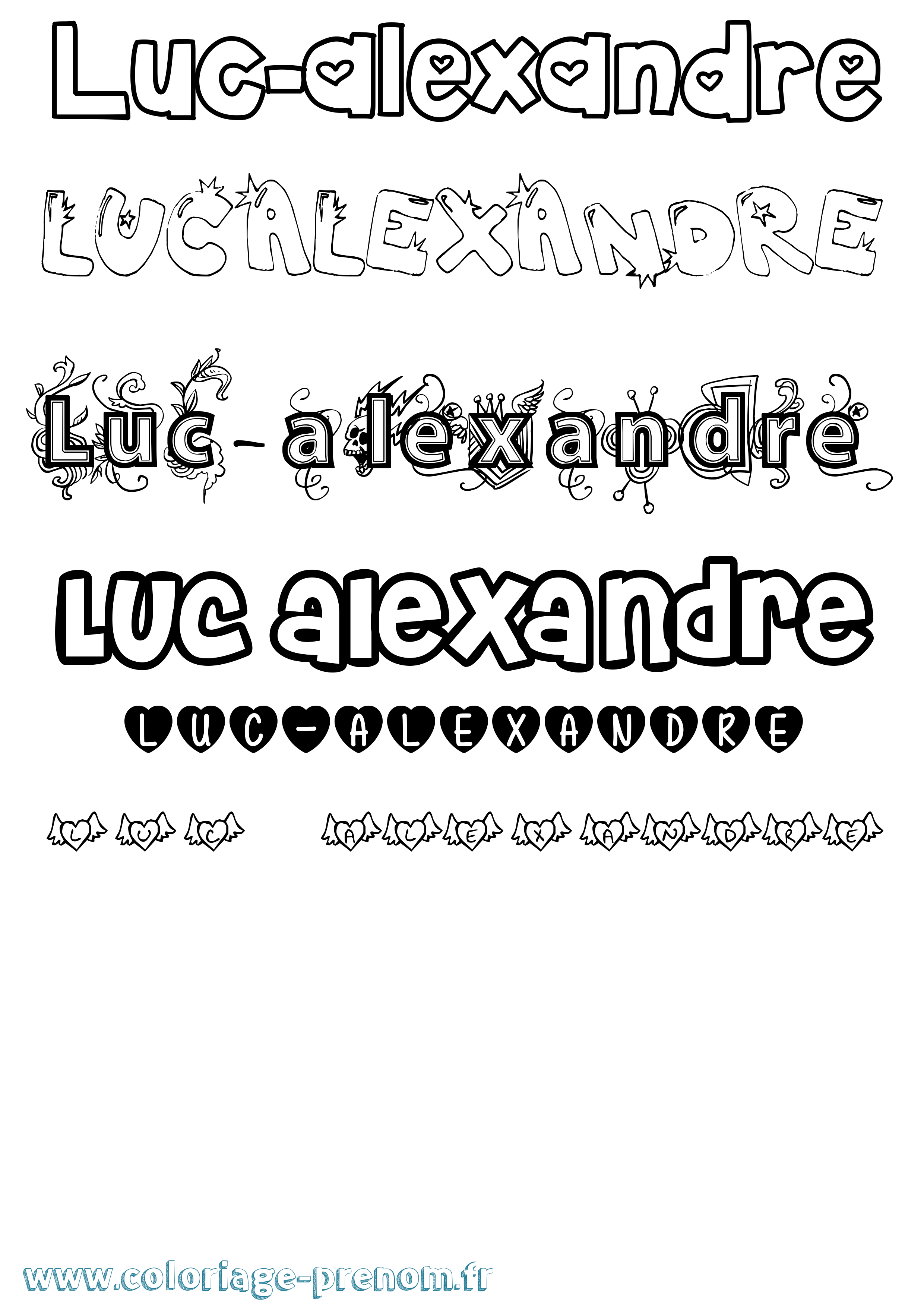 Coloriage Luc-Alexandre Girly Coloriage prénom Luc-Alexandre Girly