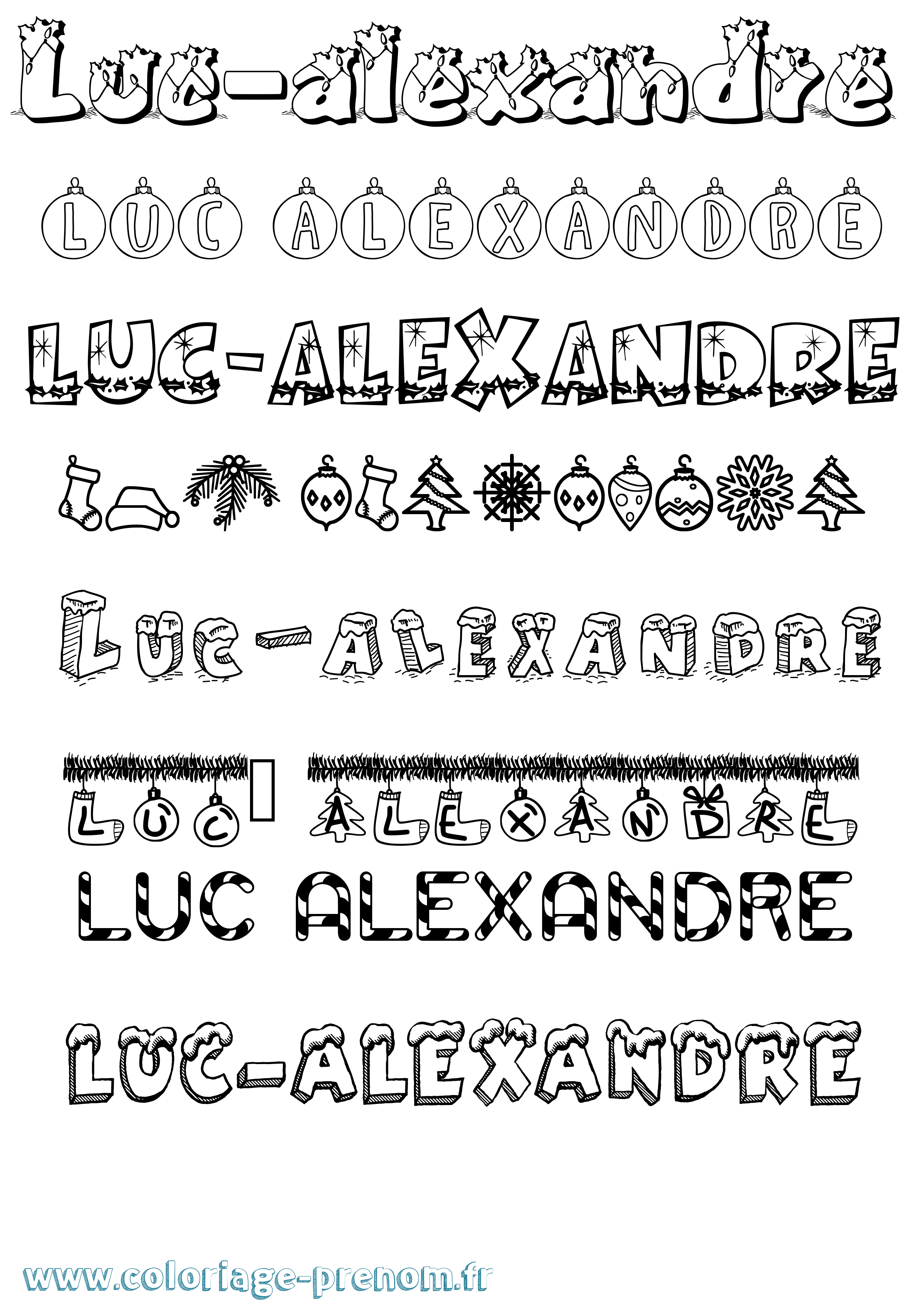 Coloriage Luc-Alexandre Noël Coloriage prénom Luc-Alexandre Noël