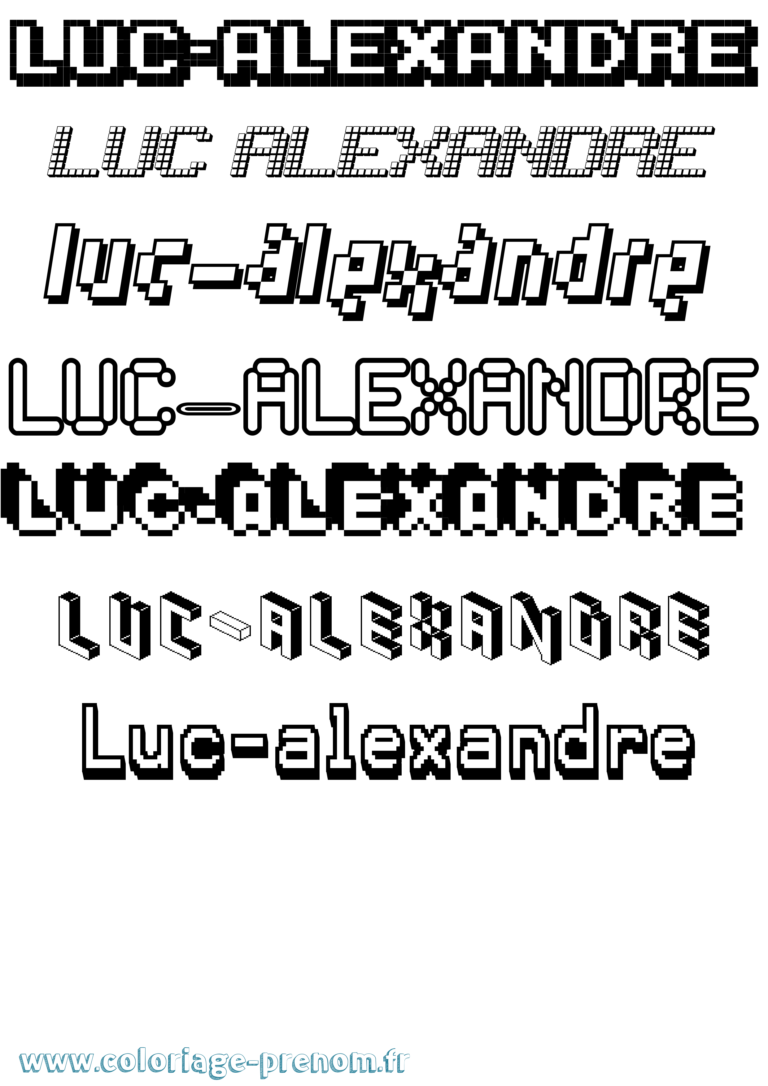Coloriage Luc-Alexandre Pixel Coloriage prénom Luc-Alexandre Pixel