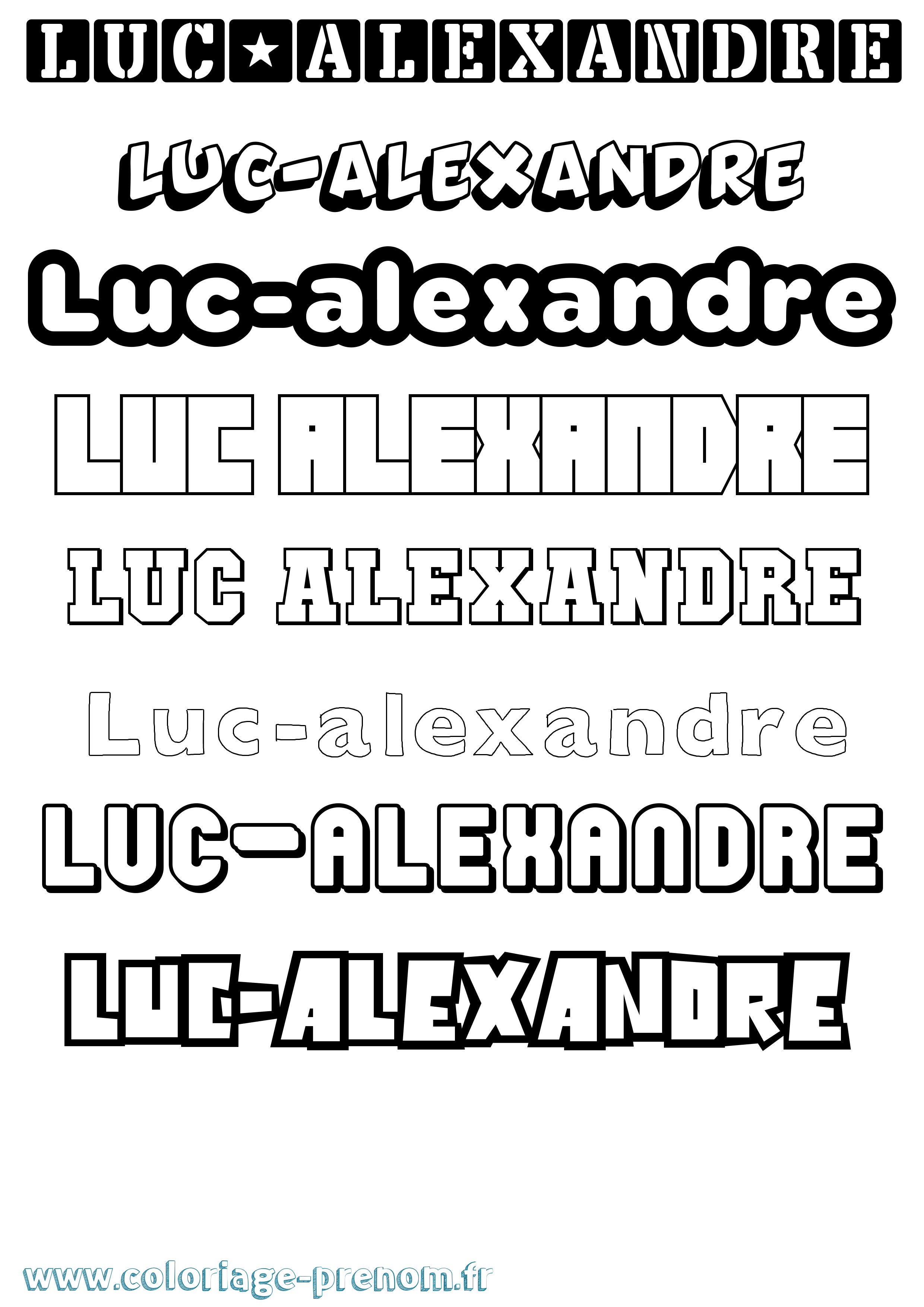 Coloriage Luc-Alexandre Simple Coloriage prénom Luc-Alexandre Simple