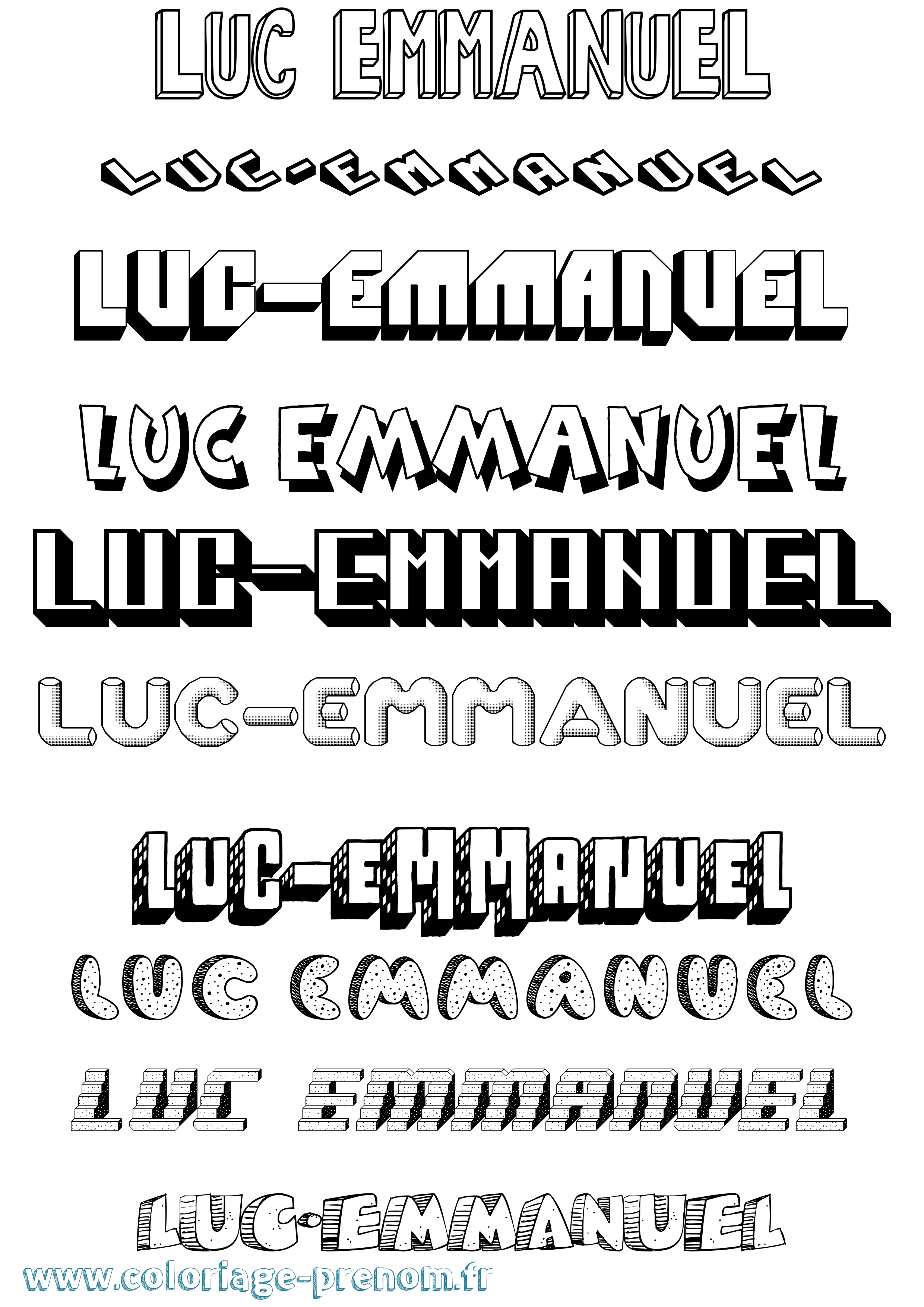 Coloriage Luc-Emmanuel Effet 3D Coloriage prénom Luc-Emmanuel Effet 3D