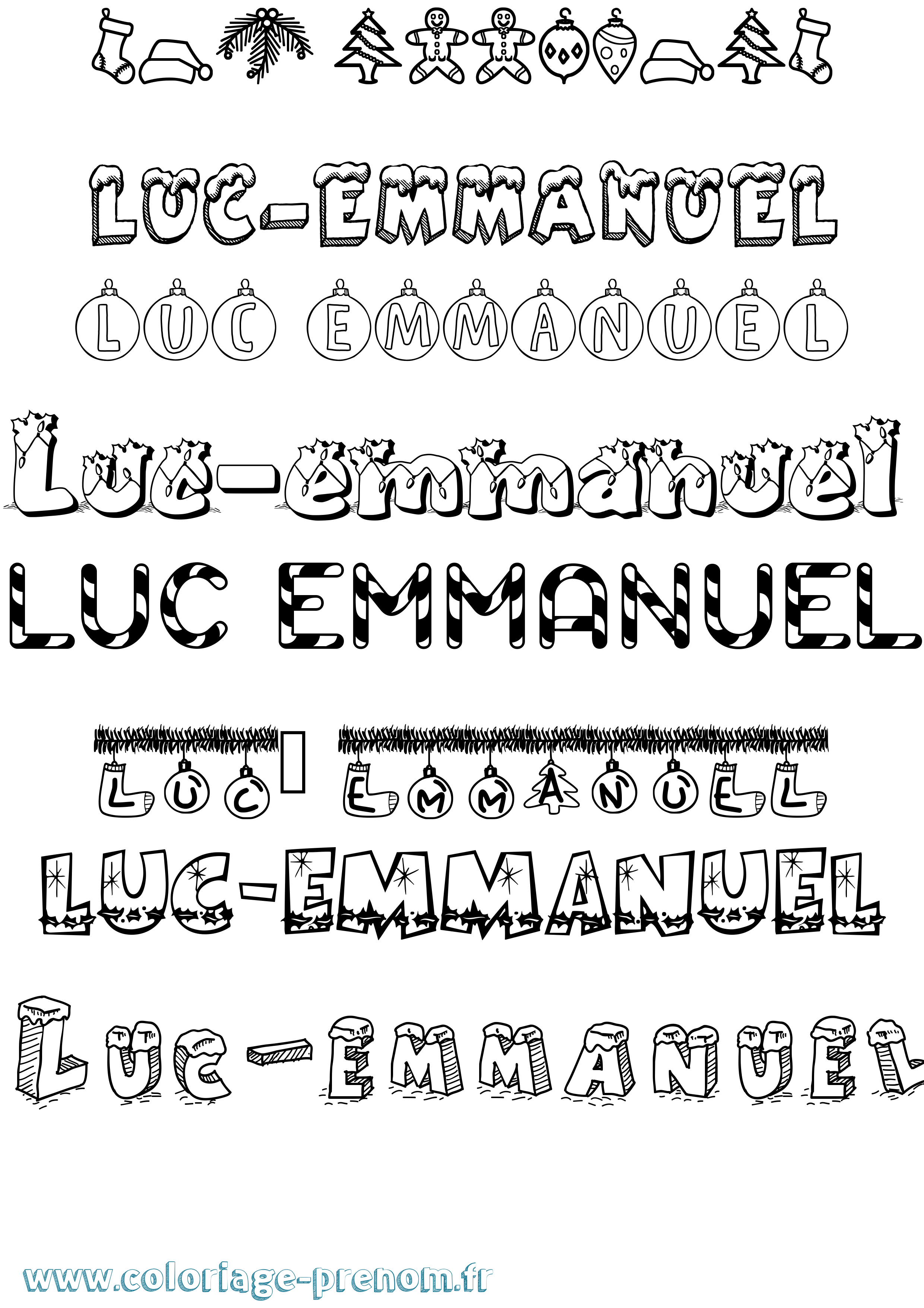 Coloriage Luc-Emmanuel Noël Coloriage prénom Luc-Emmanuel Noël