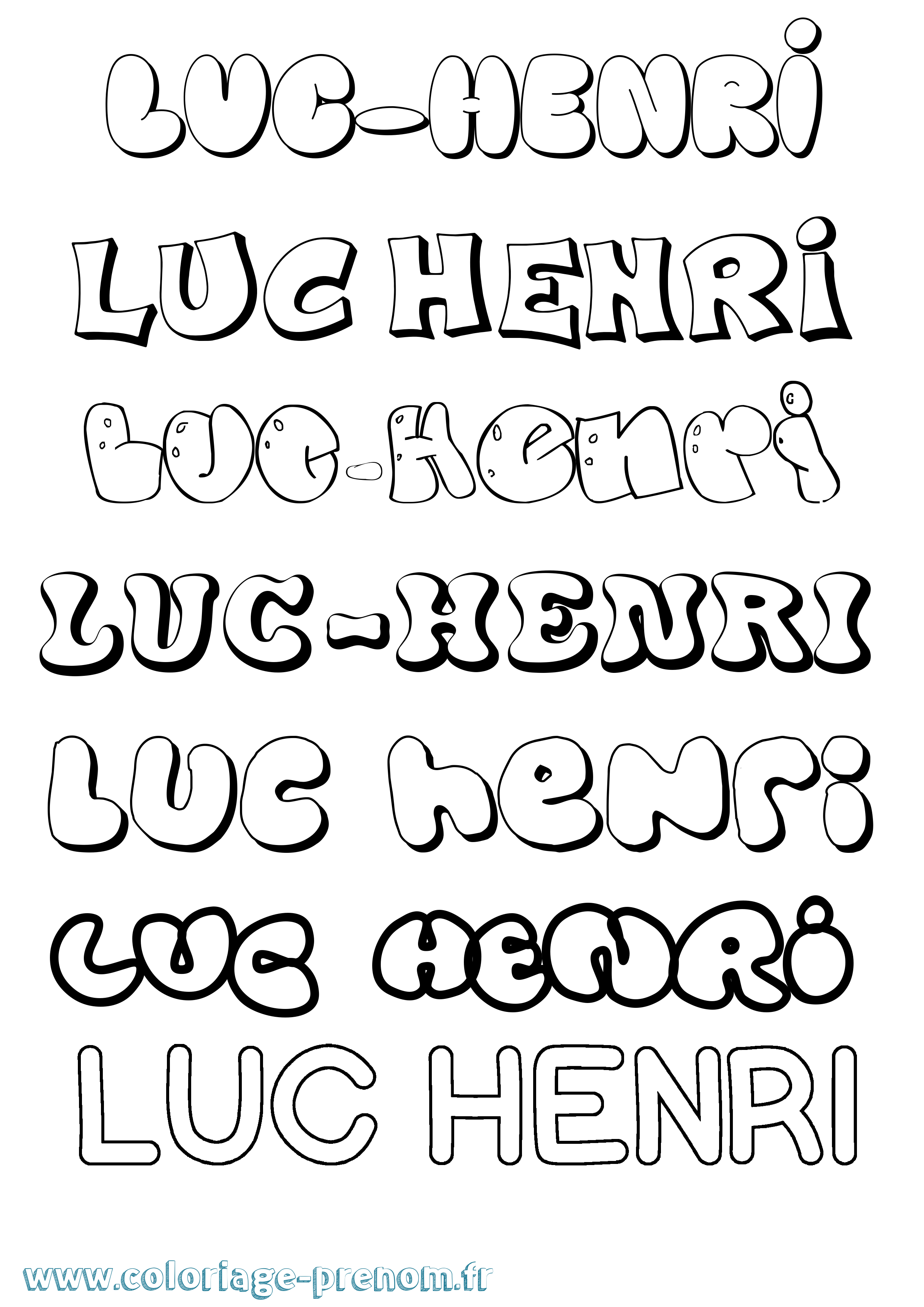 Coloriage Luc-Henri Bubble Coloriage prénom Luc-Henri Bubble