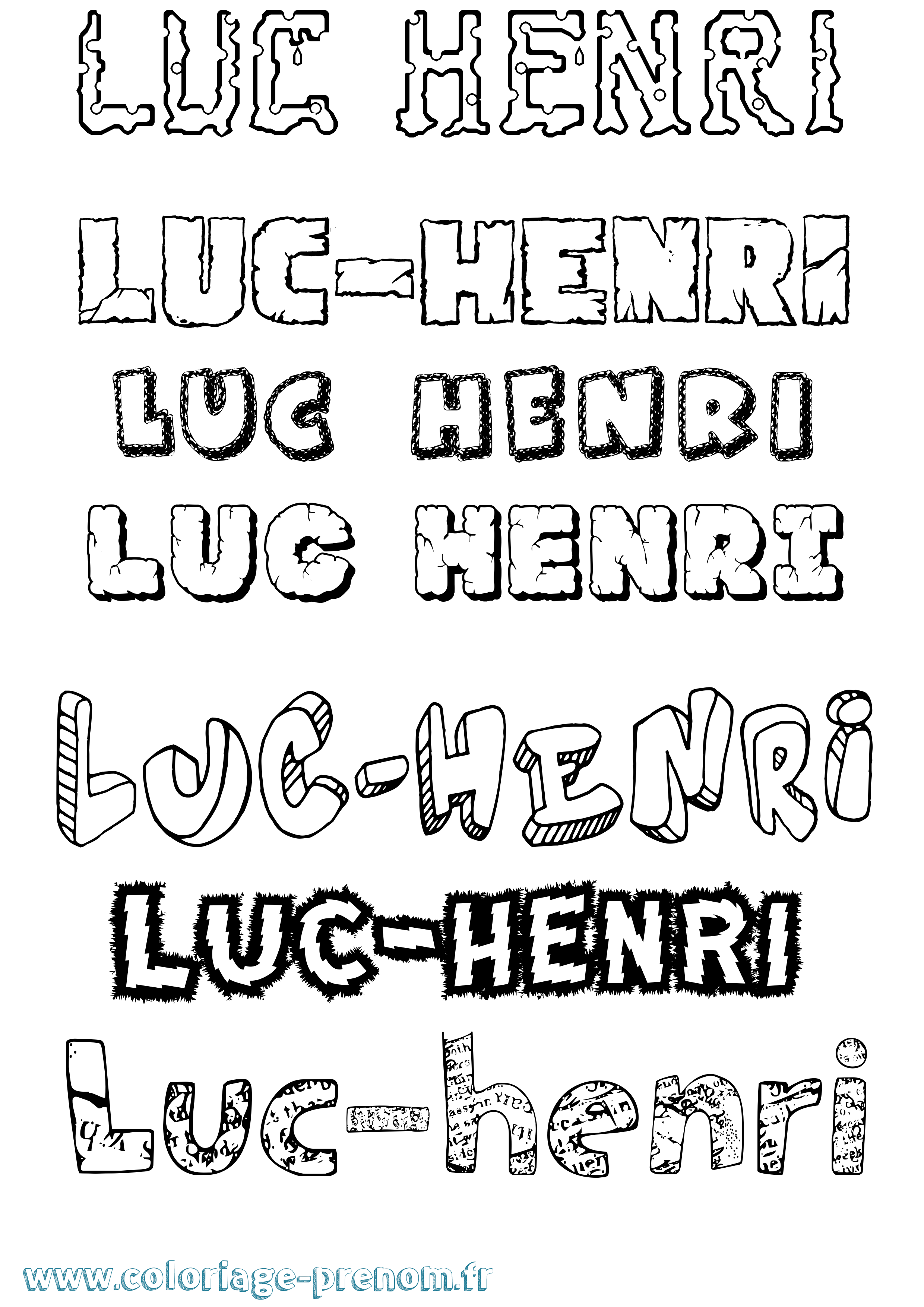 Coloriage Luc-Henri Destructuré Coloriage prénom Luc-Henri Destructuré