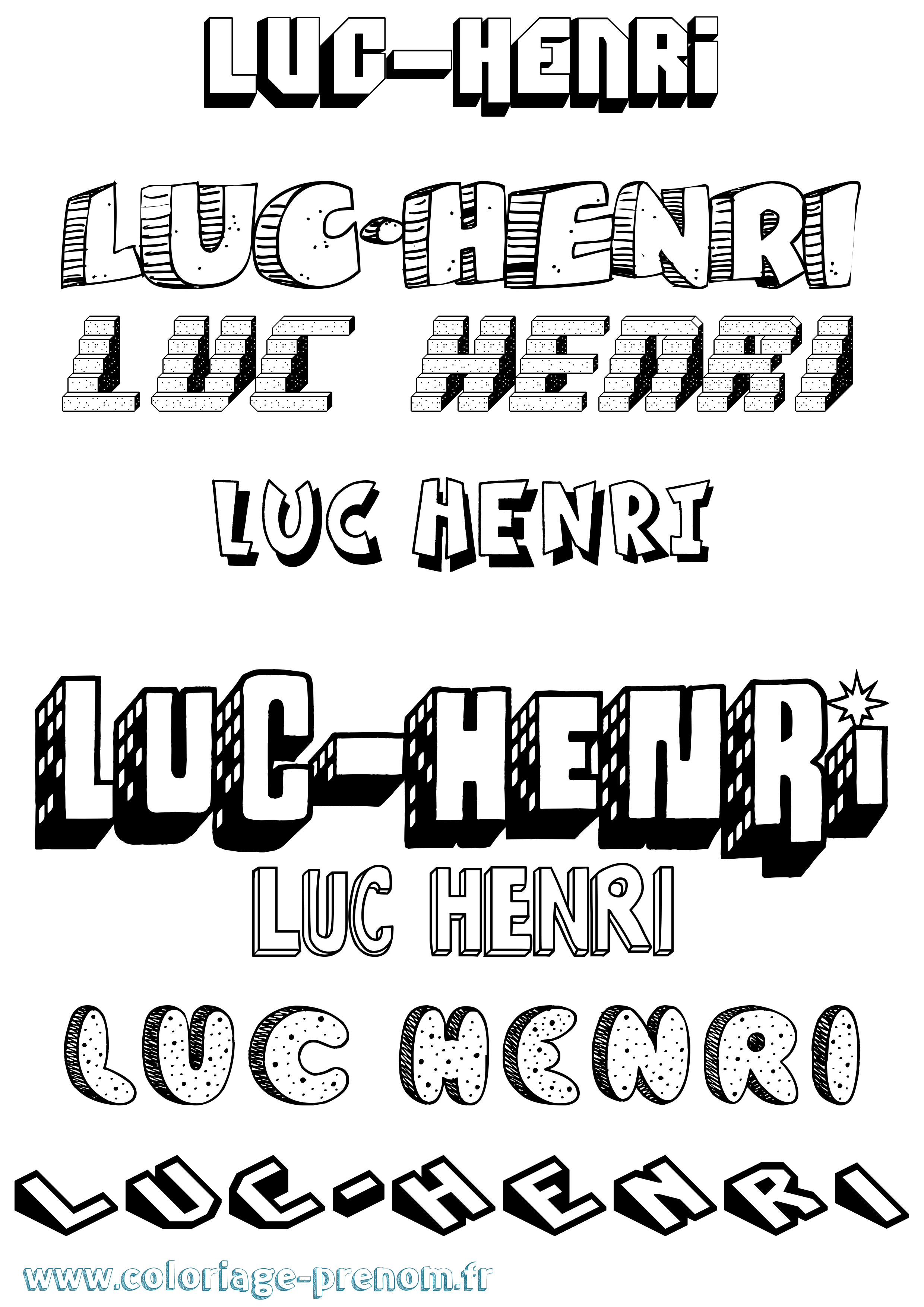 Coloriage Luc-Henri Effet 3D Coloriage prénom Luc-Henri Effet 3D