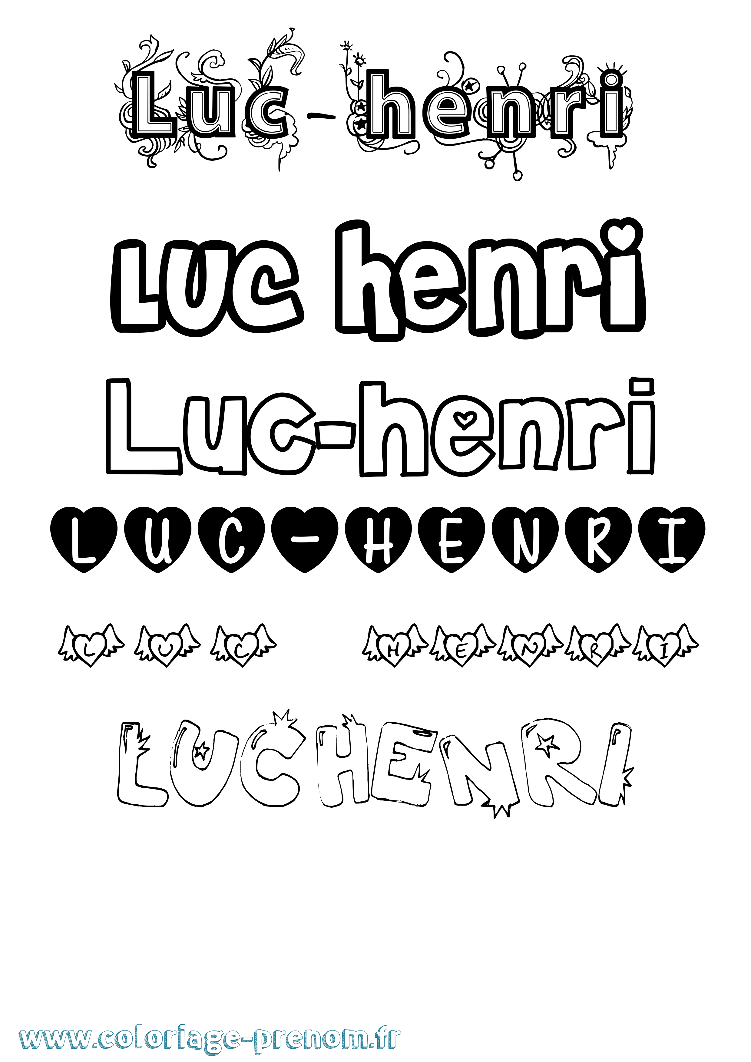 Coloriage Luc-Henri Girly Coloriage prénom Luc-Henri Girly