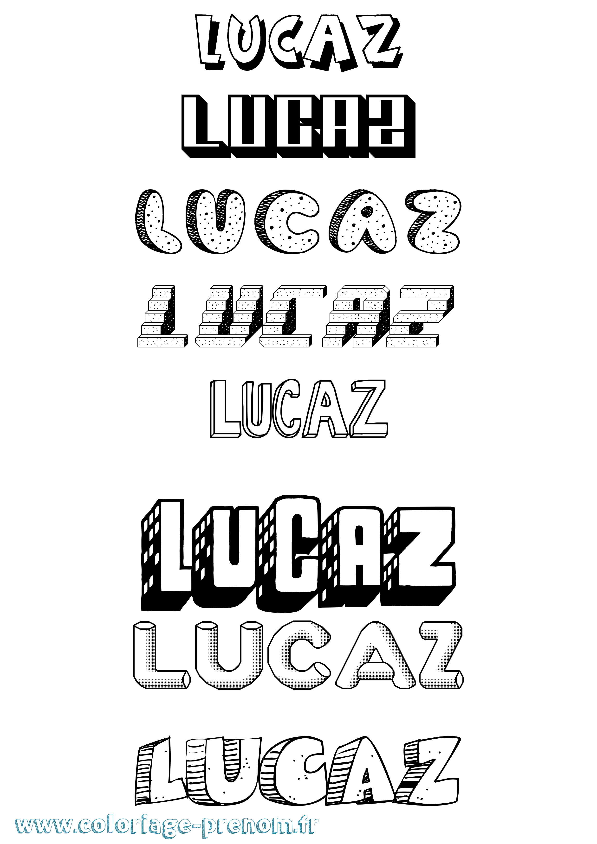 Coloriage Lucaz Effet 3D Coloriage prénom Lucaz Effet 3D