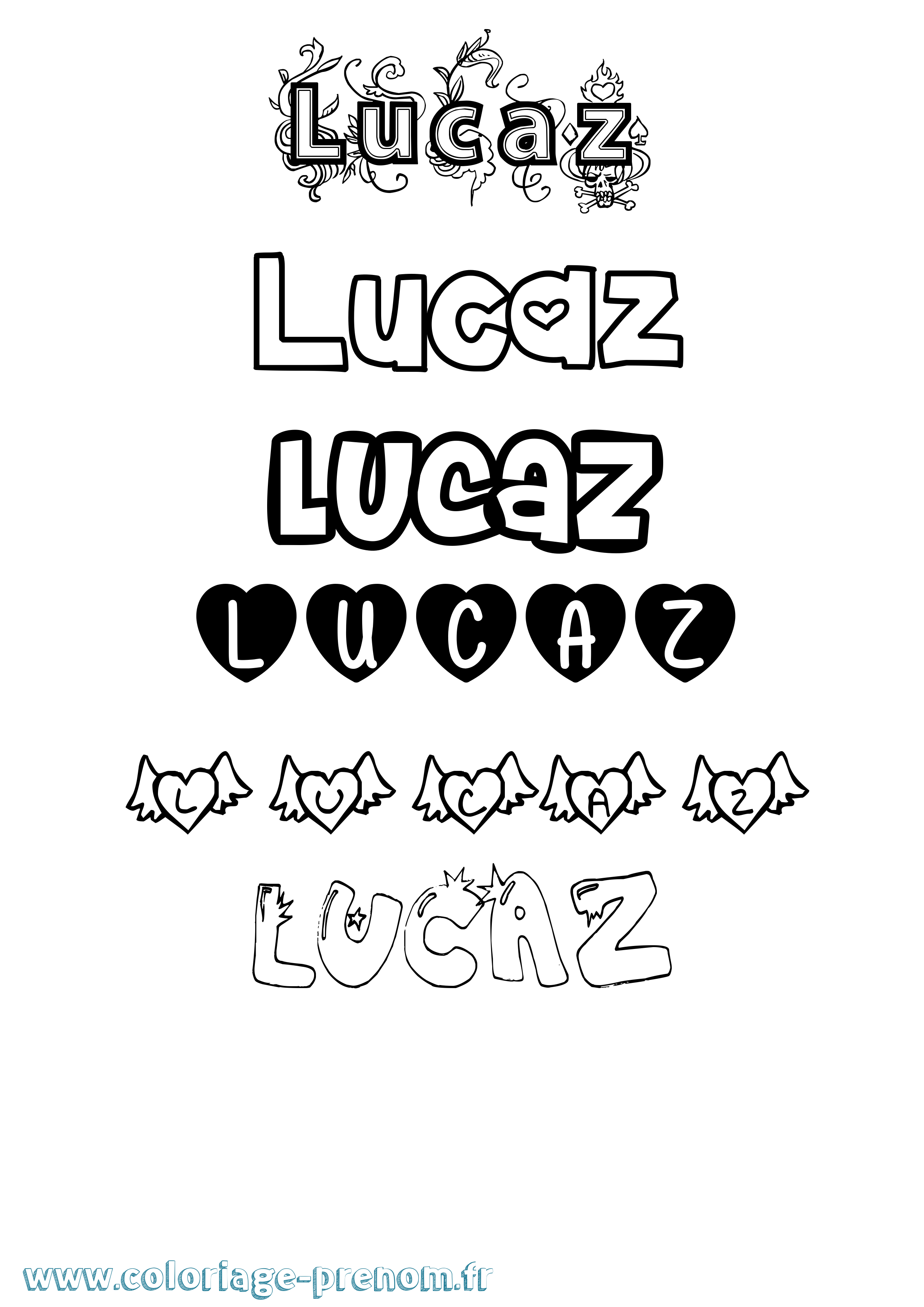 Coloriage Lucaz Girly Coloriage prénom Lucaz Girly