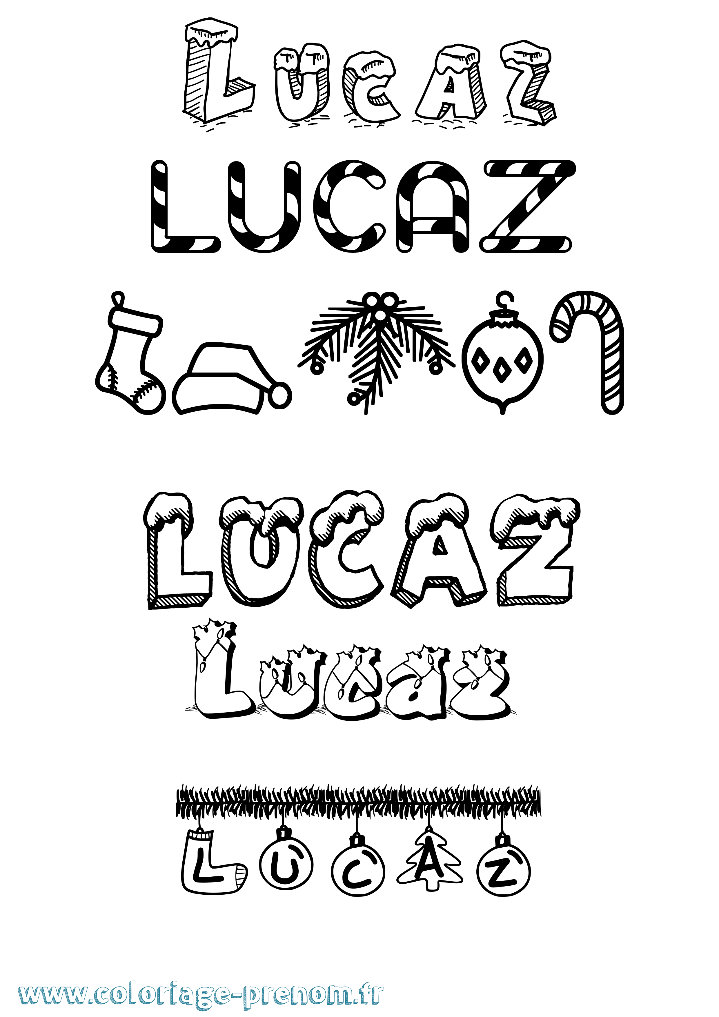 Coloriage Lucaz Noël Coloriage prénom Lucaz Noël