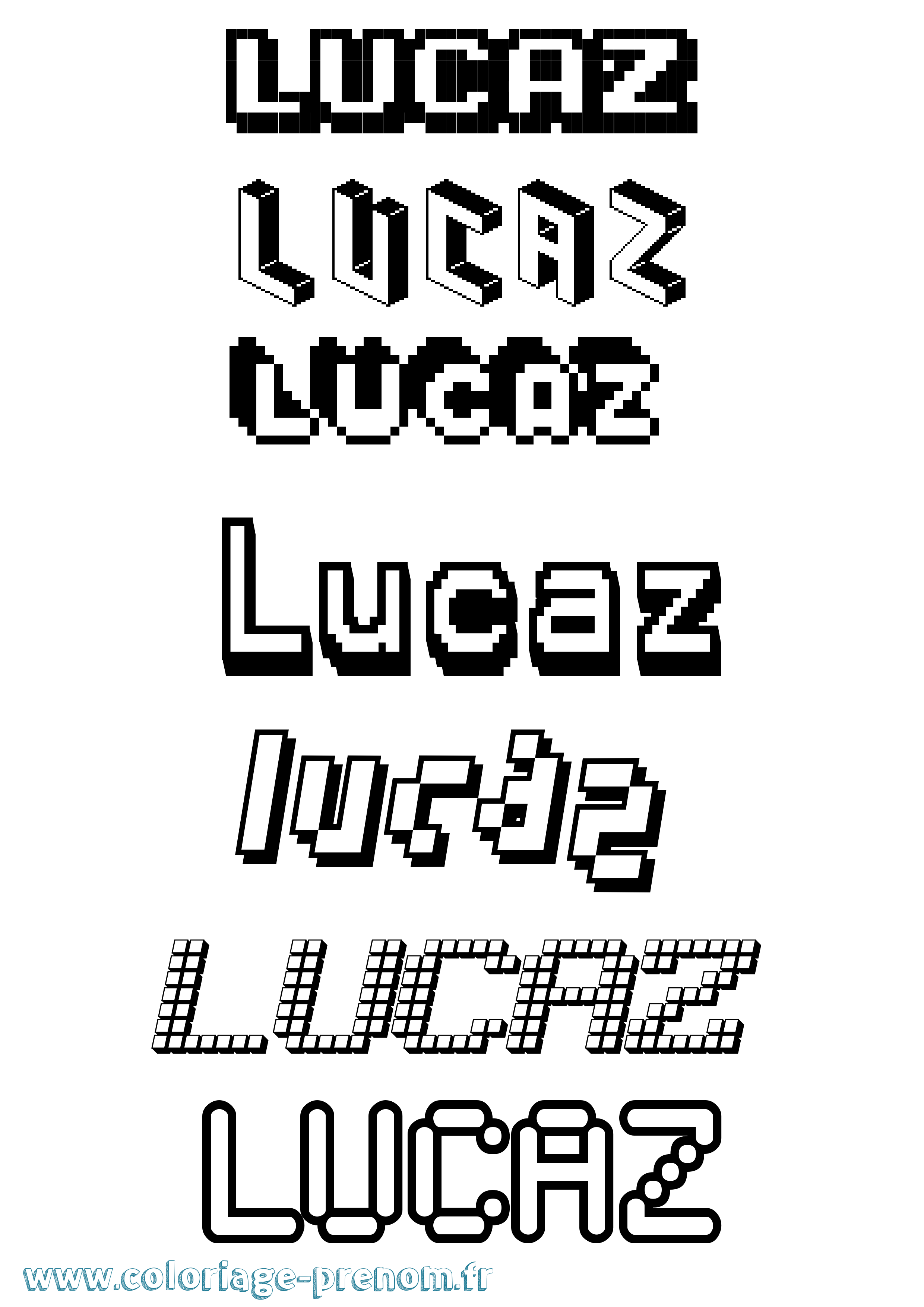 Coloriage Lucaz Pixel Coloriage prénom Lucaz Pixel