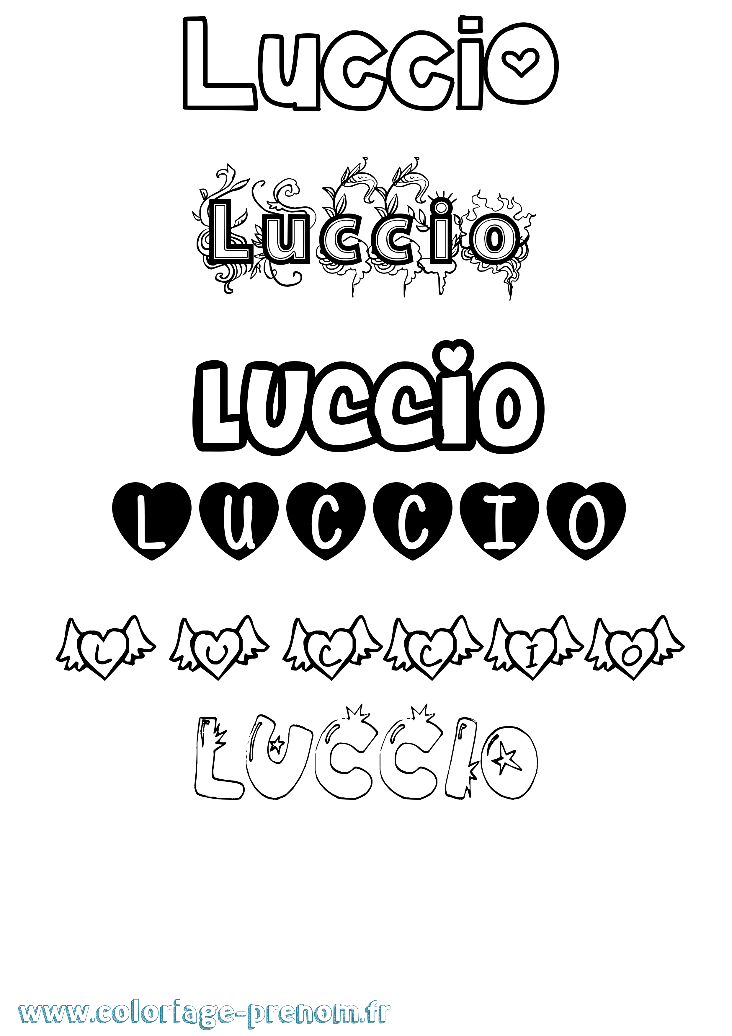 Coloriage Luccio Girly Coloriage prénom Luccio Girly