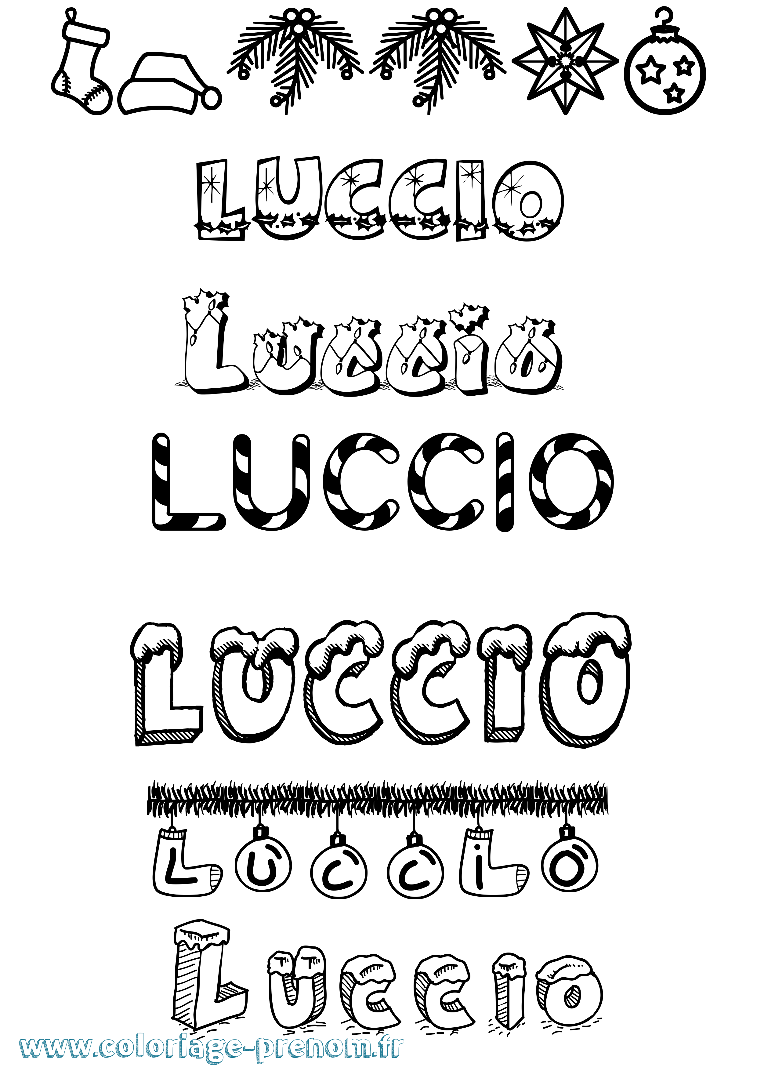 Coloriage Luccio Noël Coloriage prénom Luccio Noël
