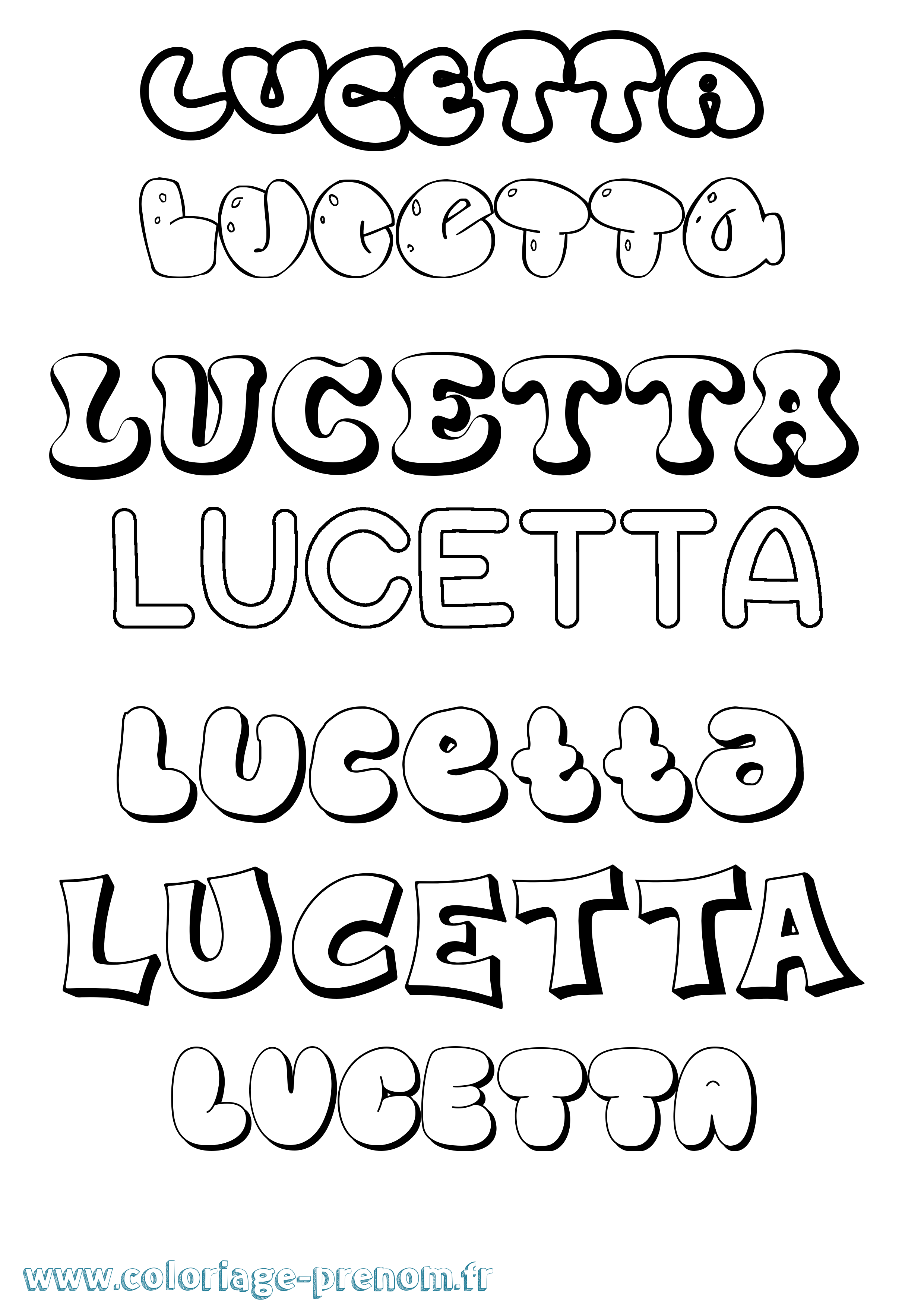 Coloriage Lucetta Bubble Coloriage prénom Lucetta Bubble