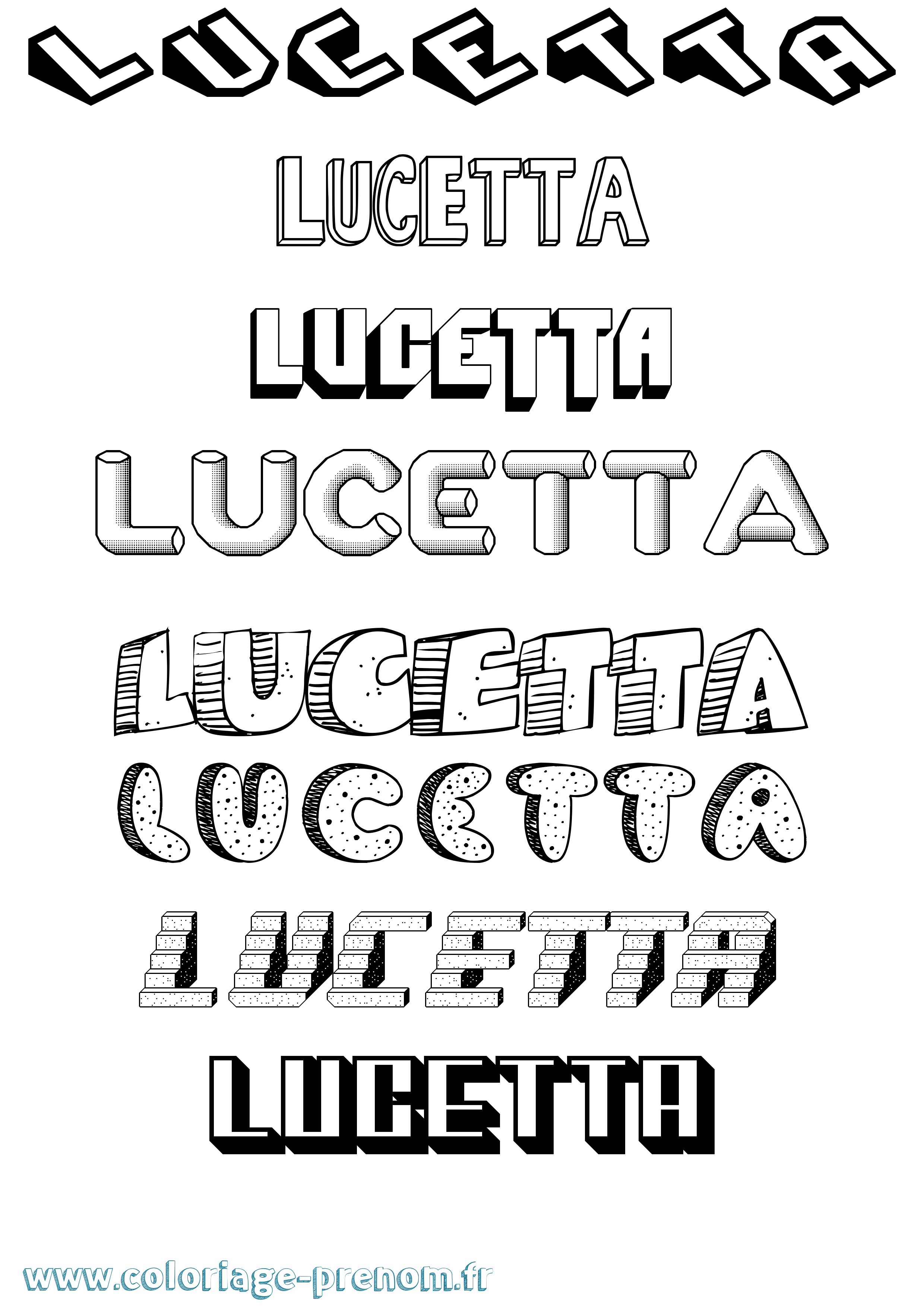 Coloriage Lucetta Effet 3D Coloriage prénom Lucetta Effet 3D