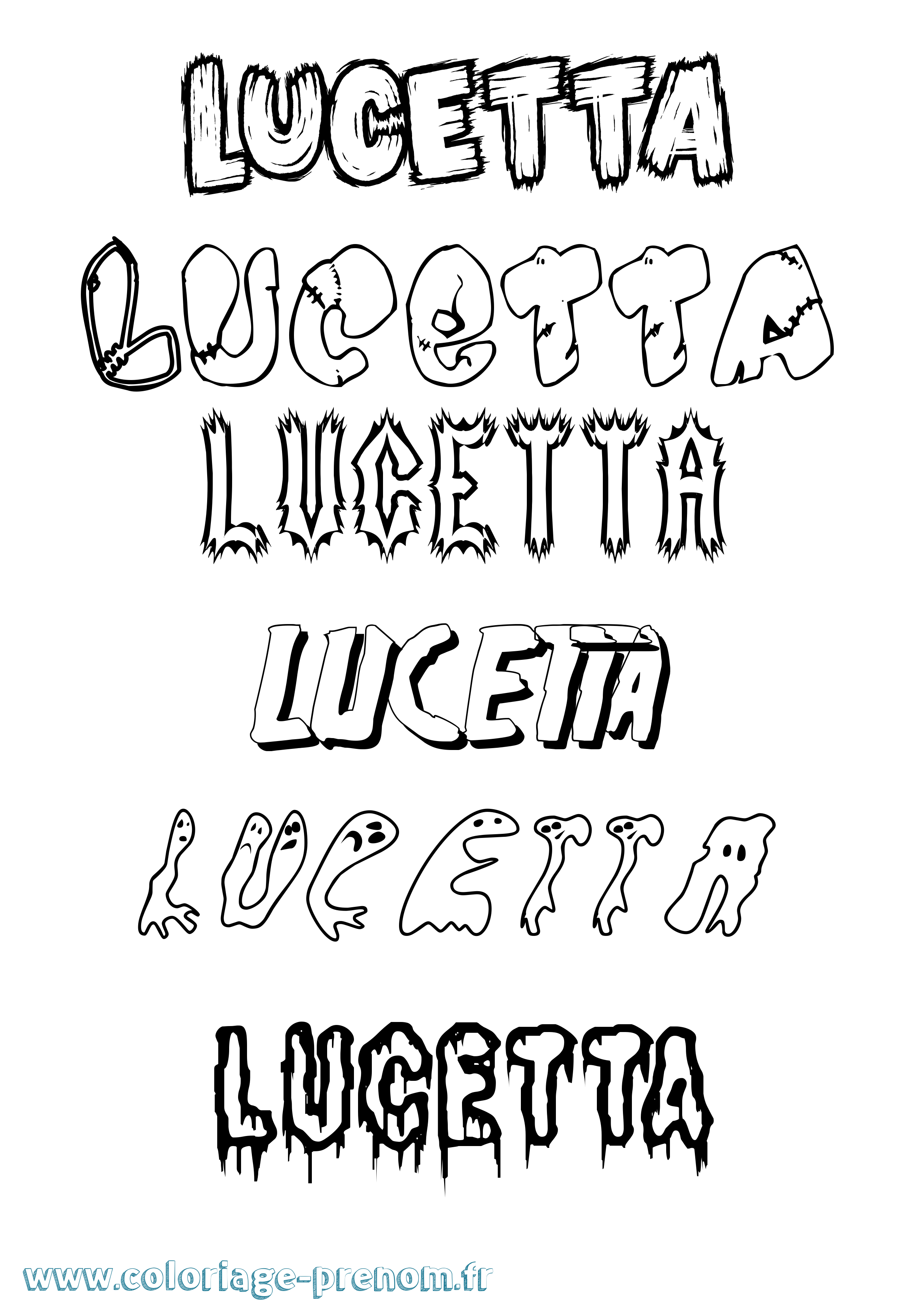 Coloriage Lucetta Frisson Coloriage prénom Lucetta Frisson