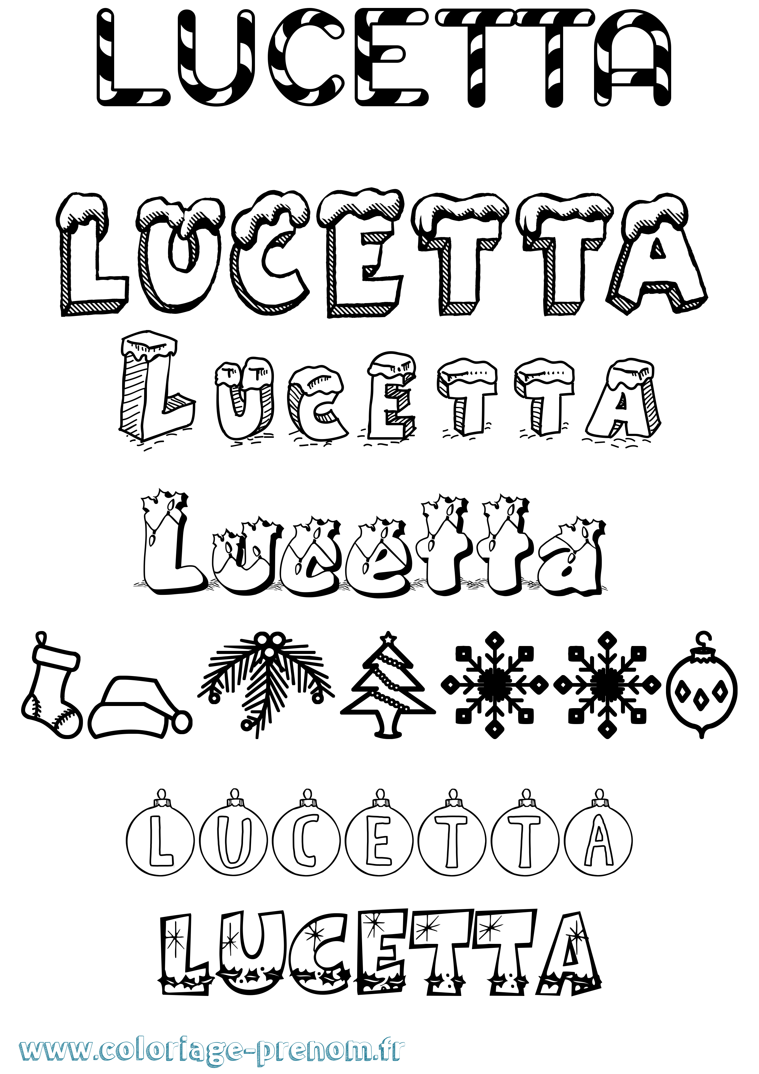 Coloriage Lucetta Noël Coloriage prénom Lucetta Noël