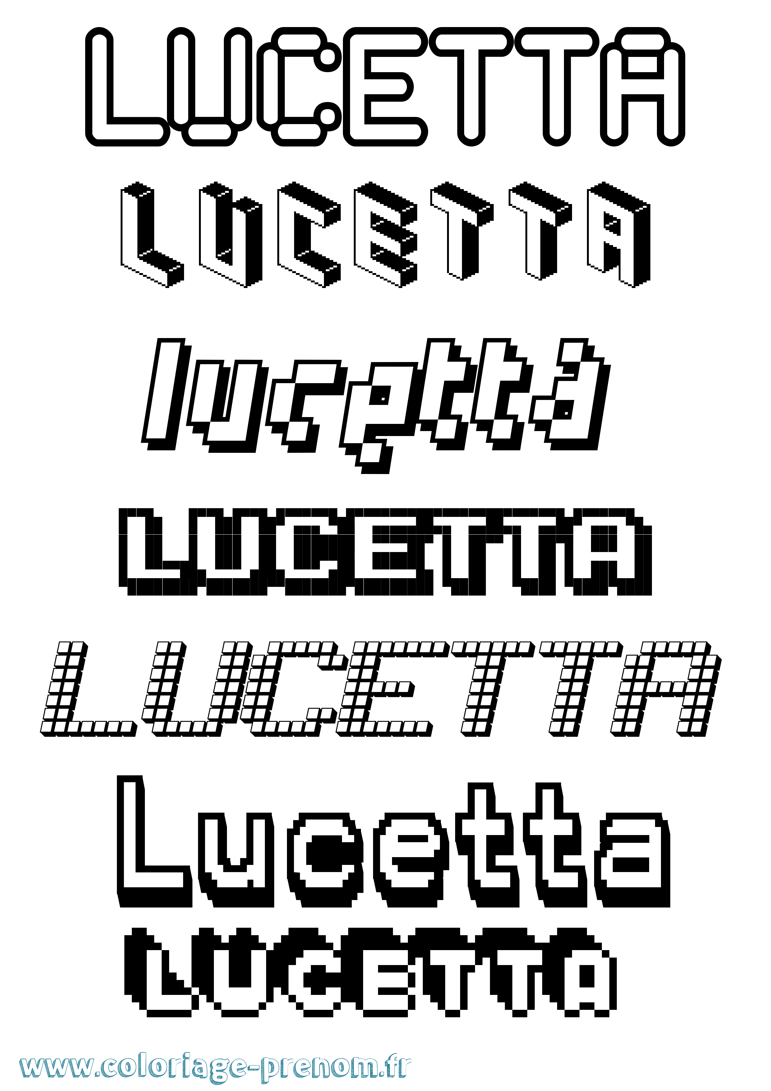 Coloriage Lucetta Pixel Coloriage prénom Lucetta Pixel