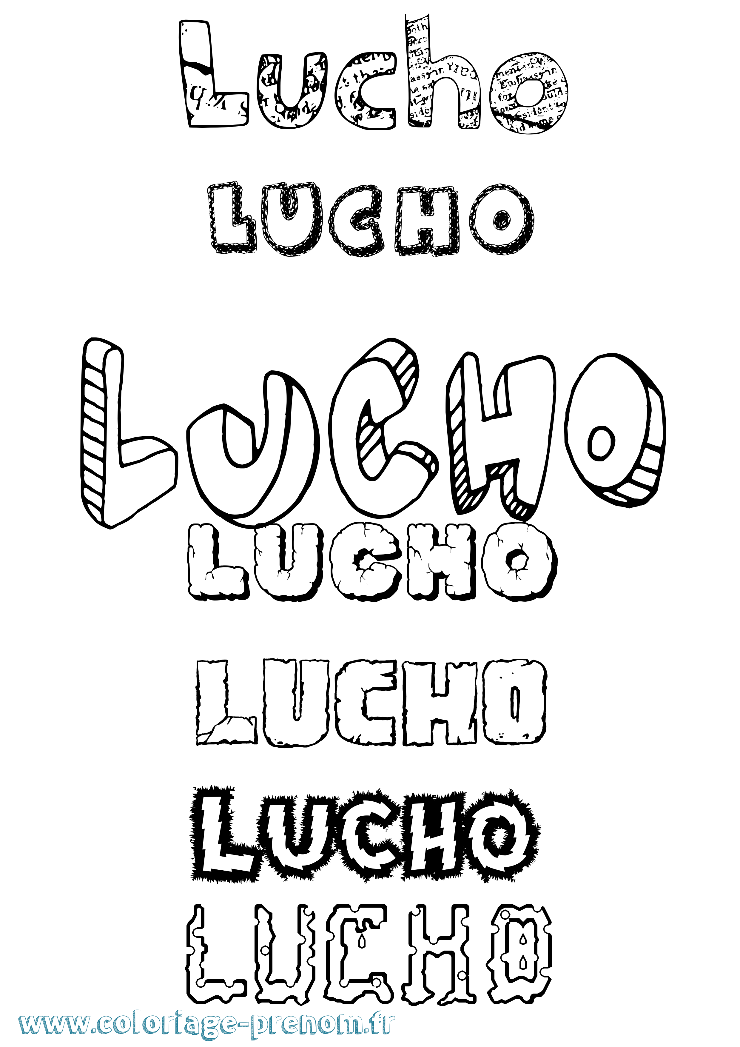 Coloriage Lucho Destructuré Coloriage prénom Lucho Destructuré