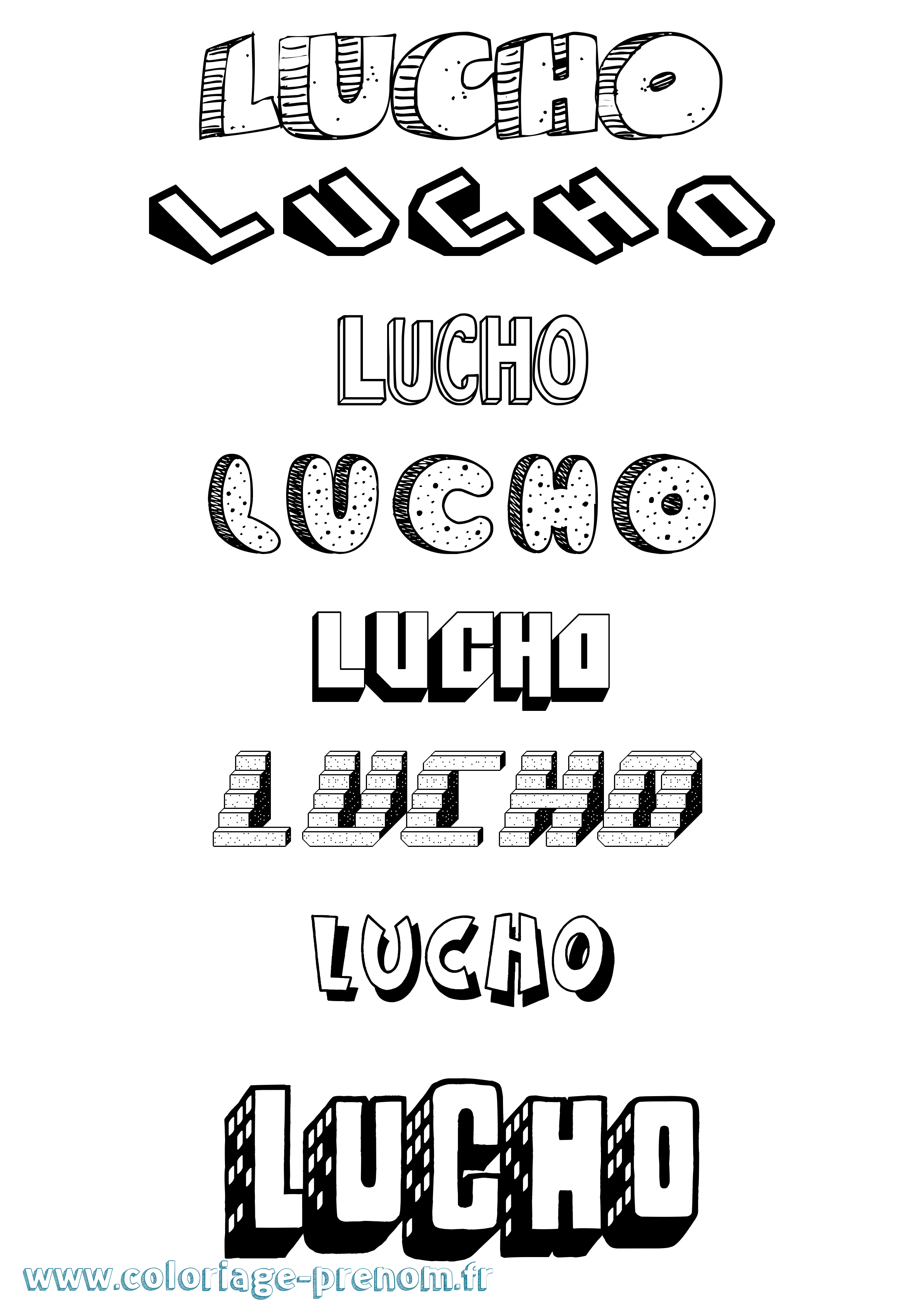 Coloriage Lucho Effet 3D Coloriage prénom Lucho Effet 3D