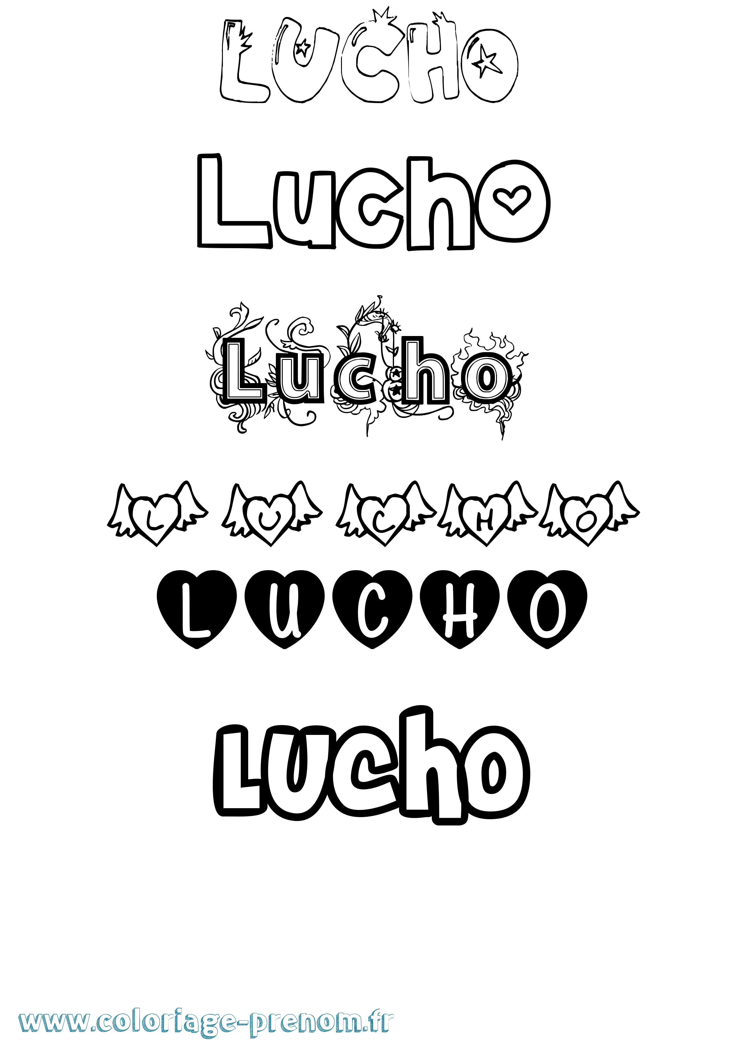 Coloriage Lucho Girly Coloriage prénom Lucho Girly